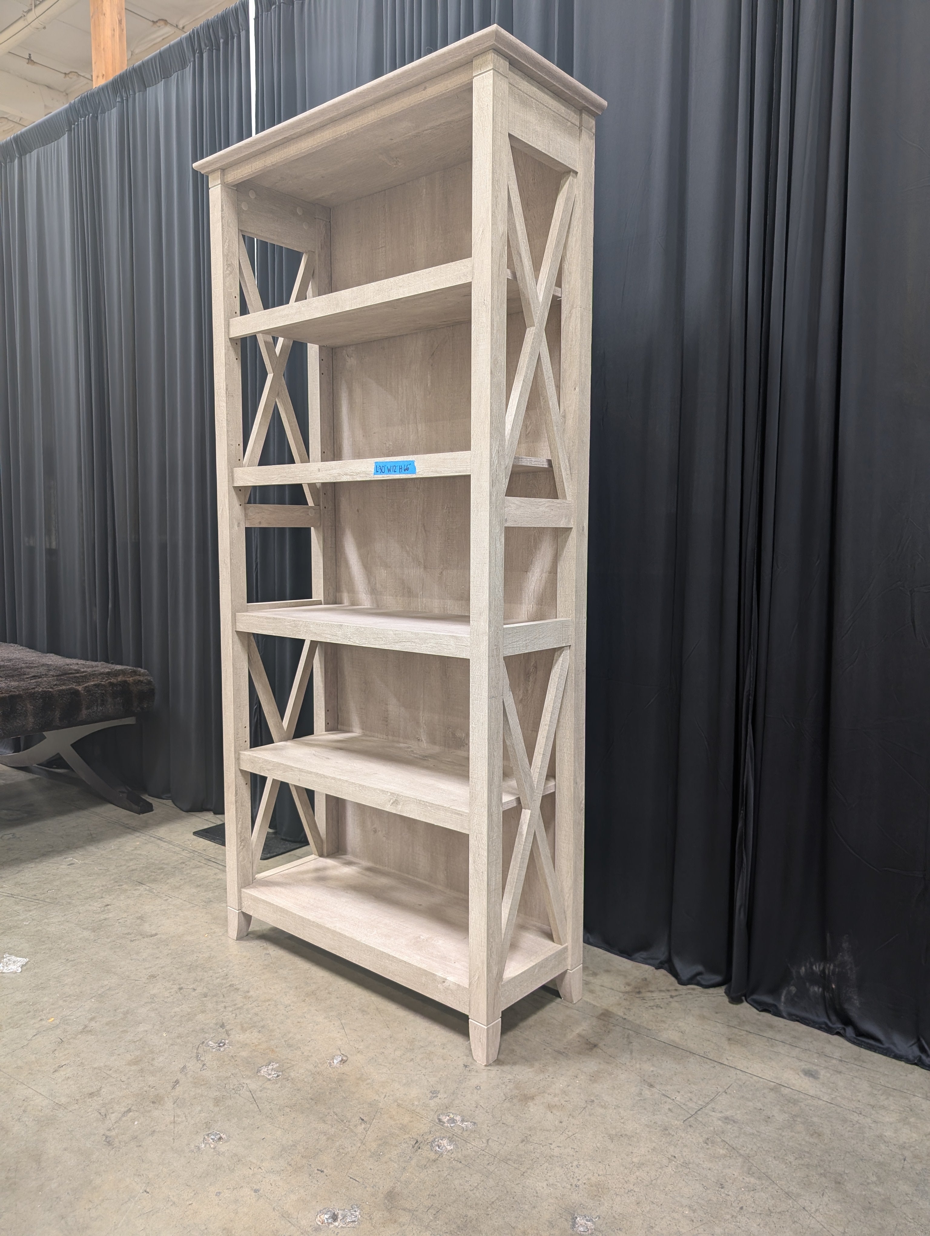 Rustic Gray Wood Five-Shelf Bookcase