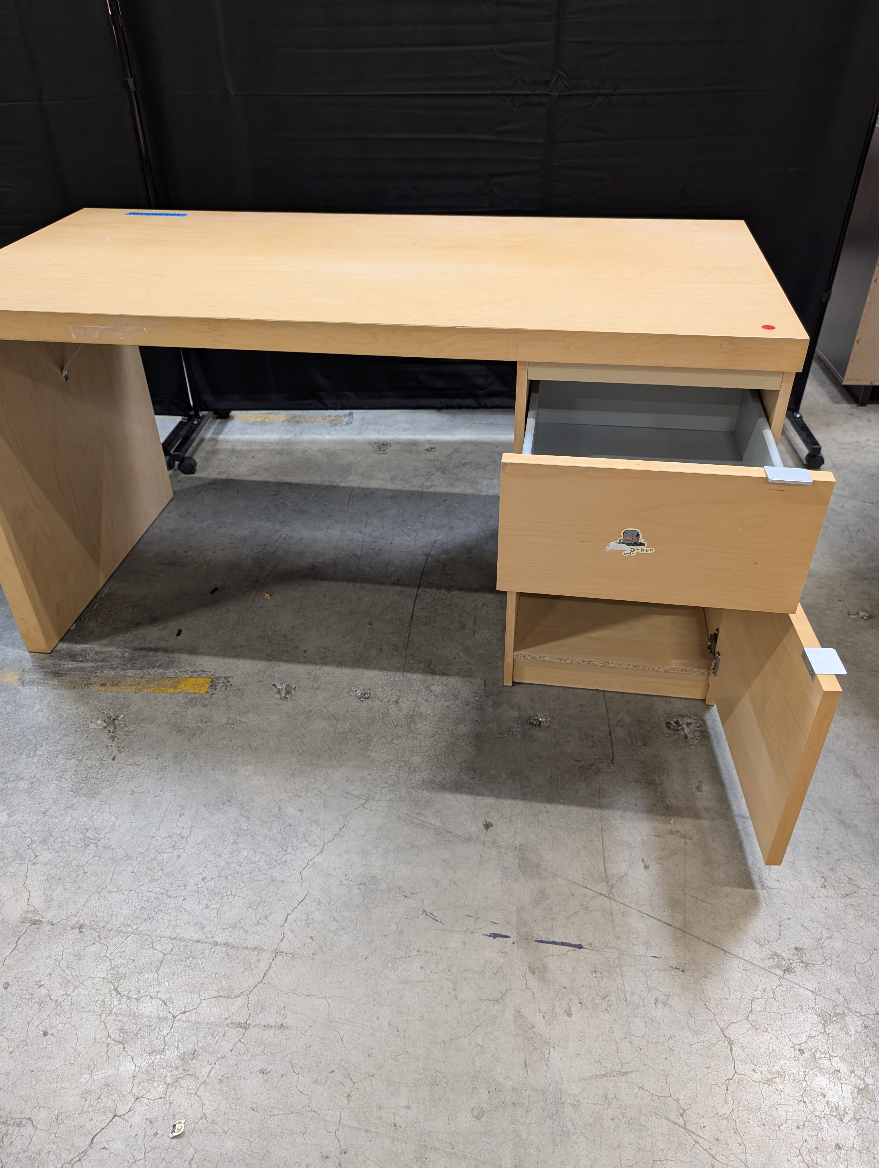 Minimalist Two-Drawer Desk in Light Wood