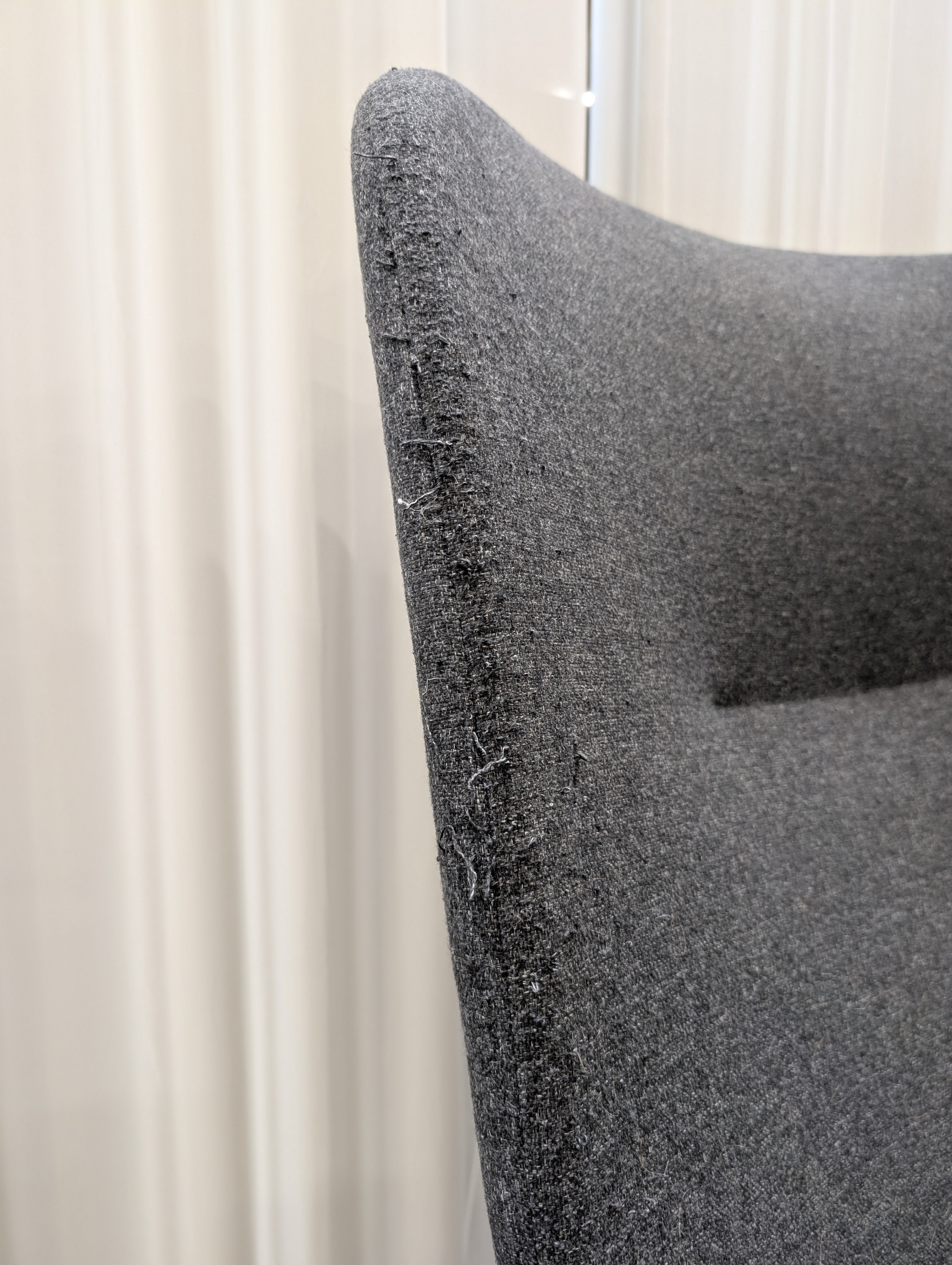 High-Back Charcoal Fabric Accent Chair with Wood Legs