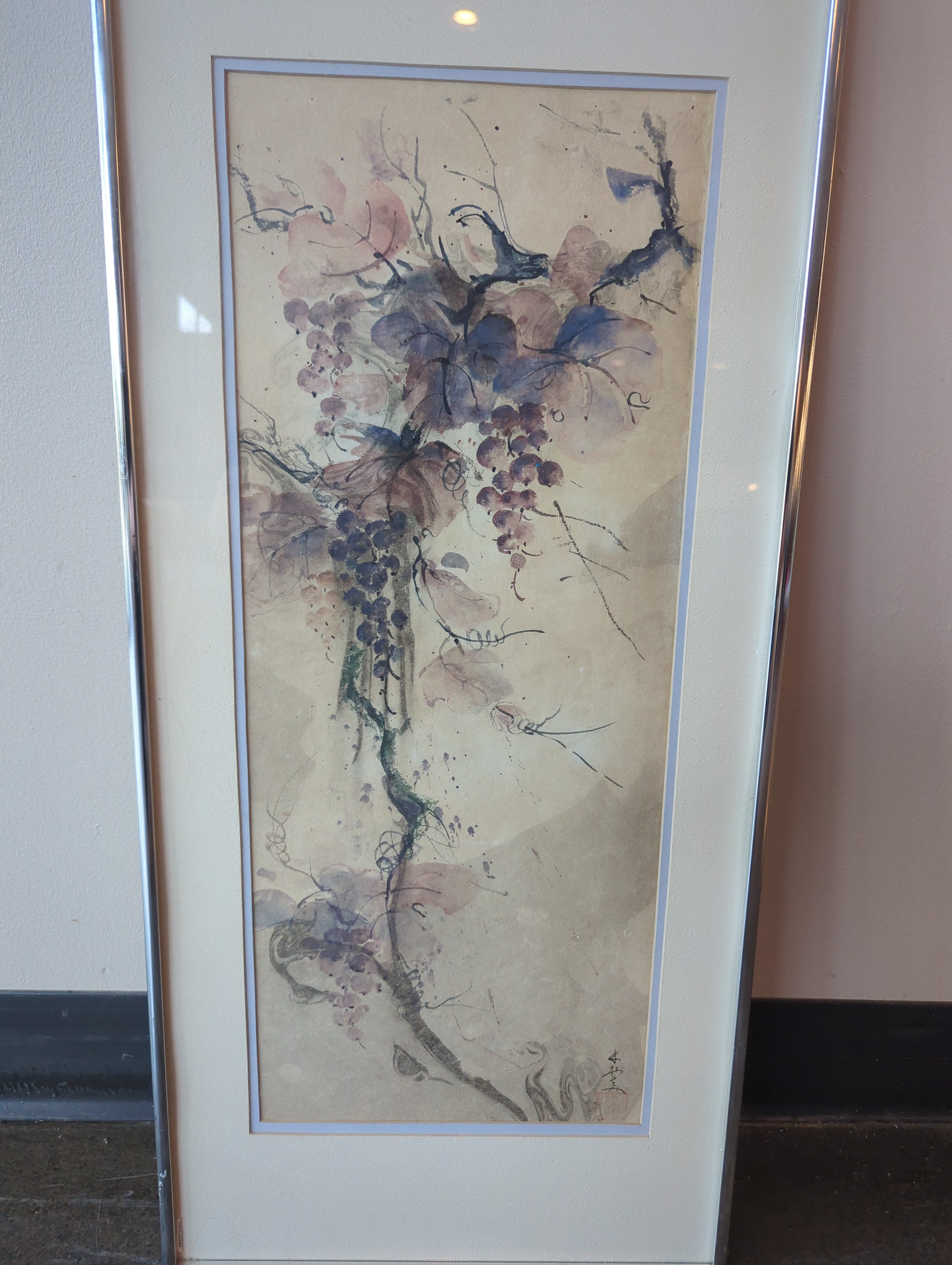 Framed Watercolor Grapevine Artwork