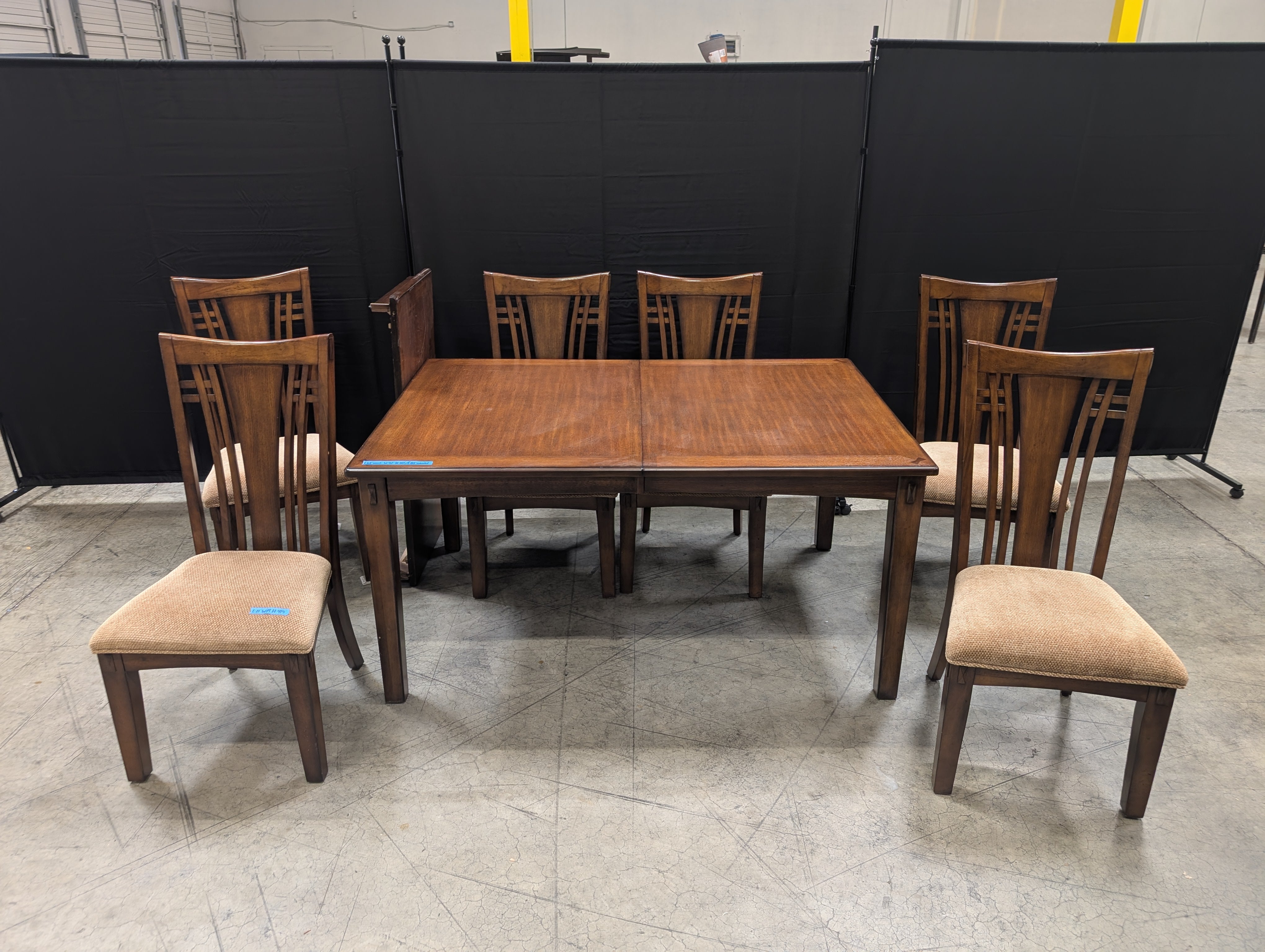 Rectangular Wood Dining Table and Six Chairs in Dark Stain Dining Set