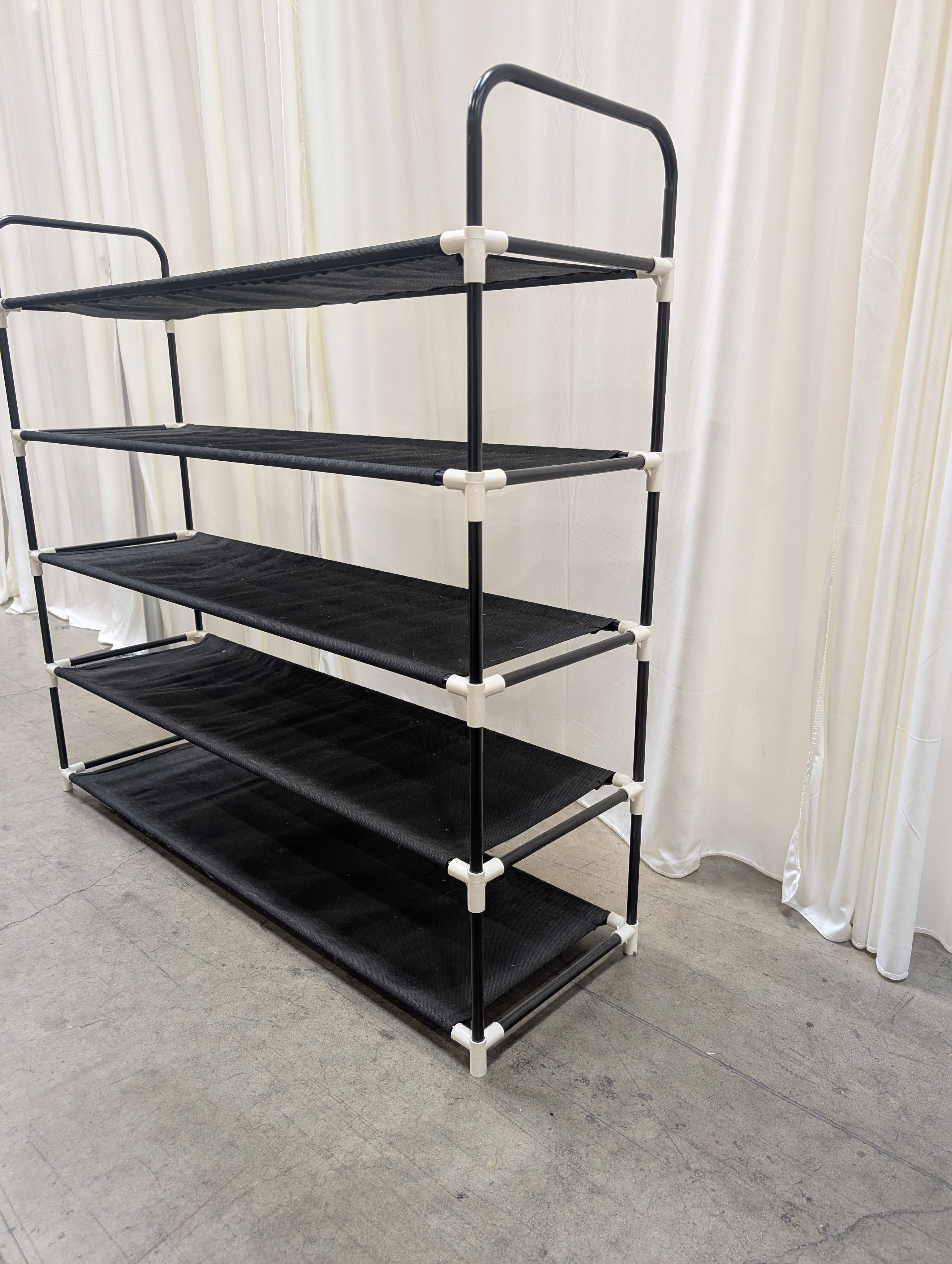 Five-Tier Fabric Shoe Rack in Black