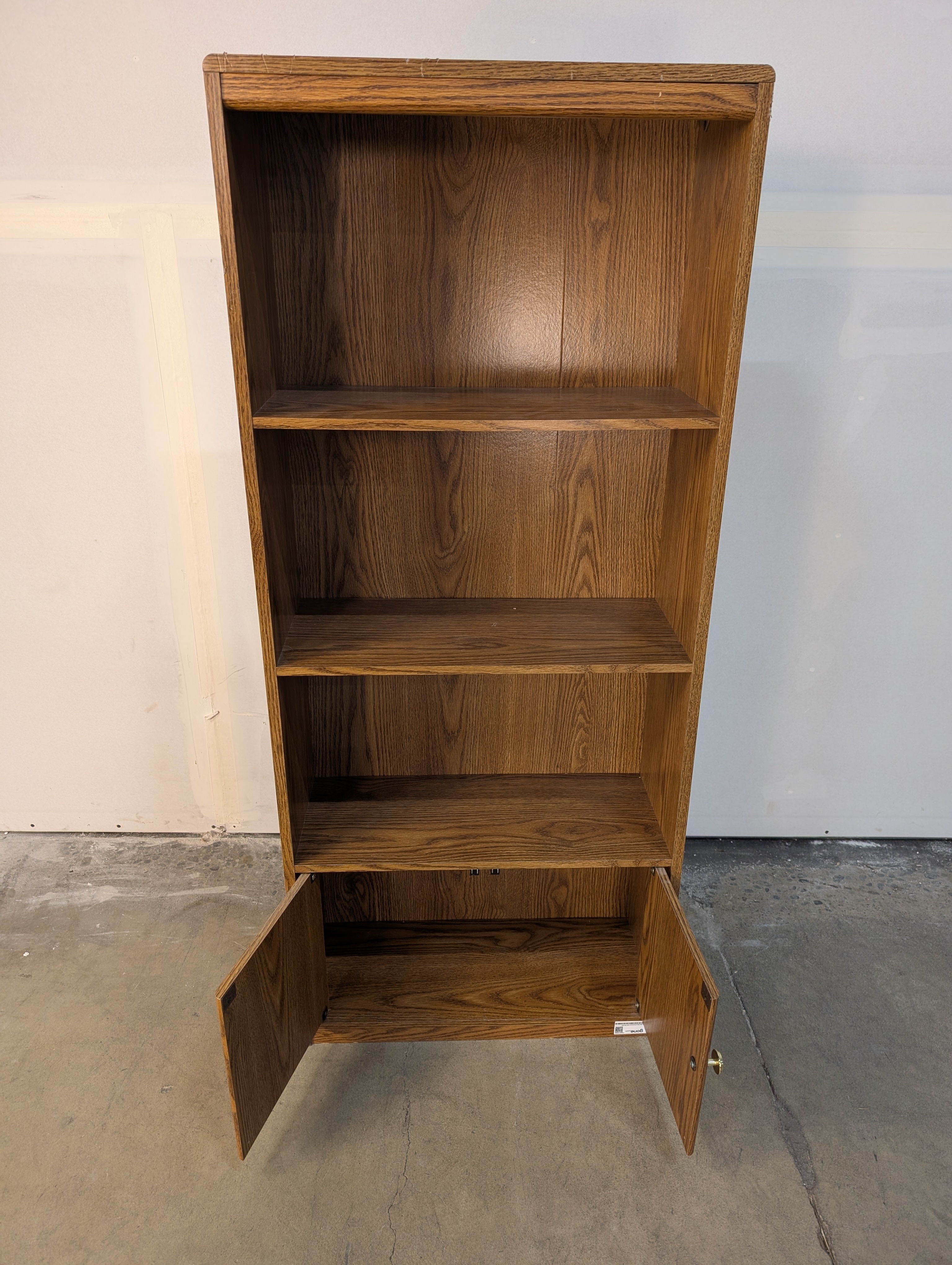 Rustic Oak Wood Bookcase with Storage