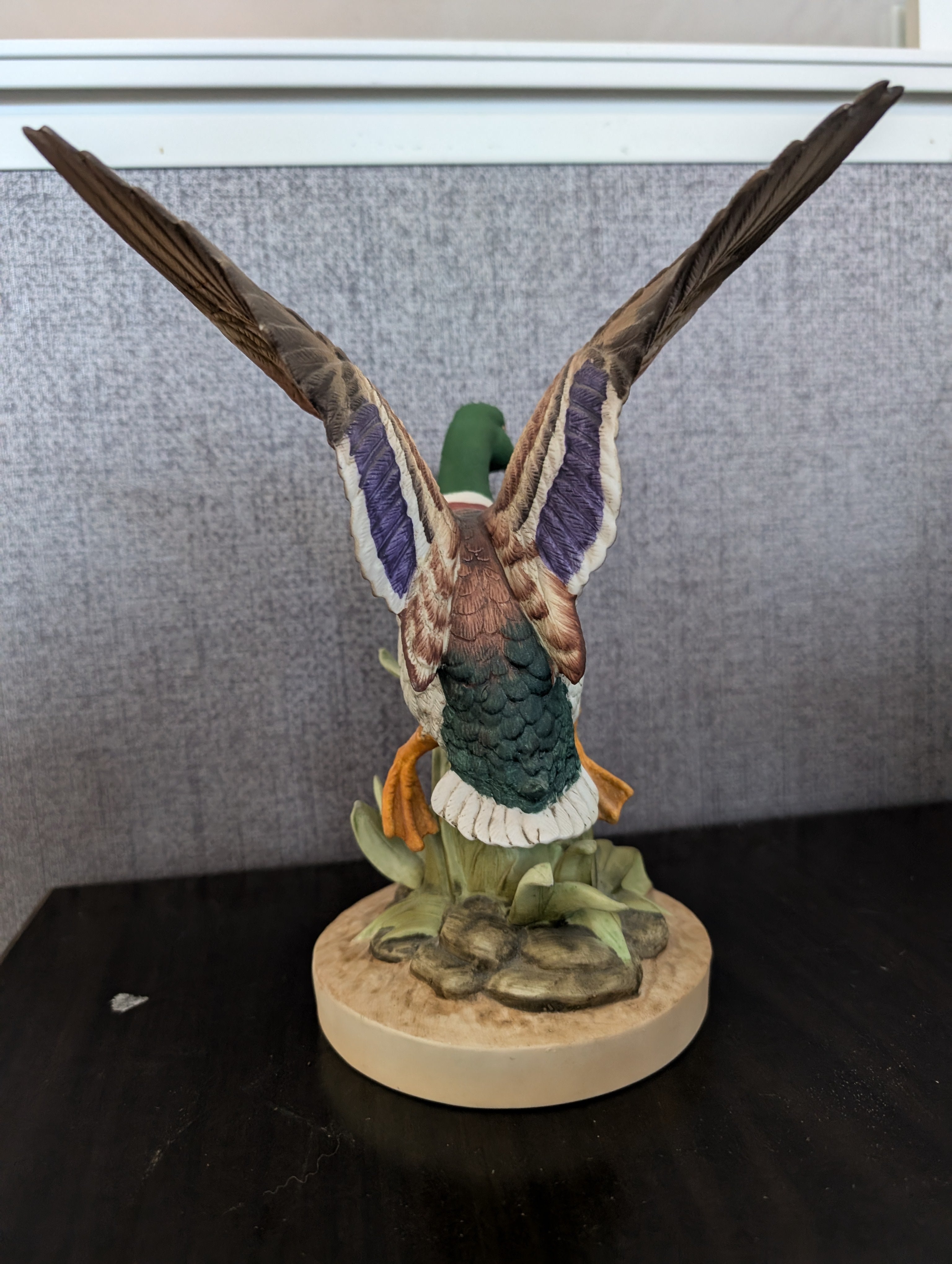 Vibrant Mallard Duck Figurine with Spreading Wings