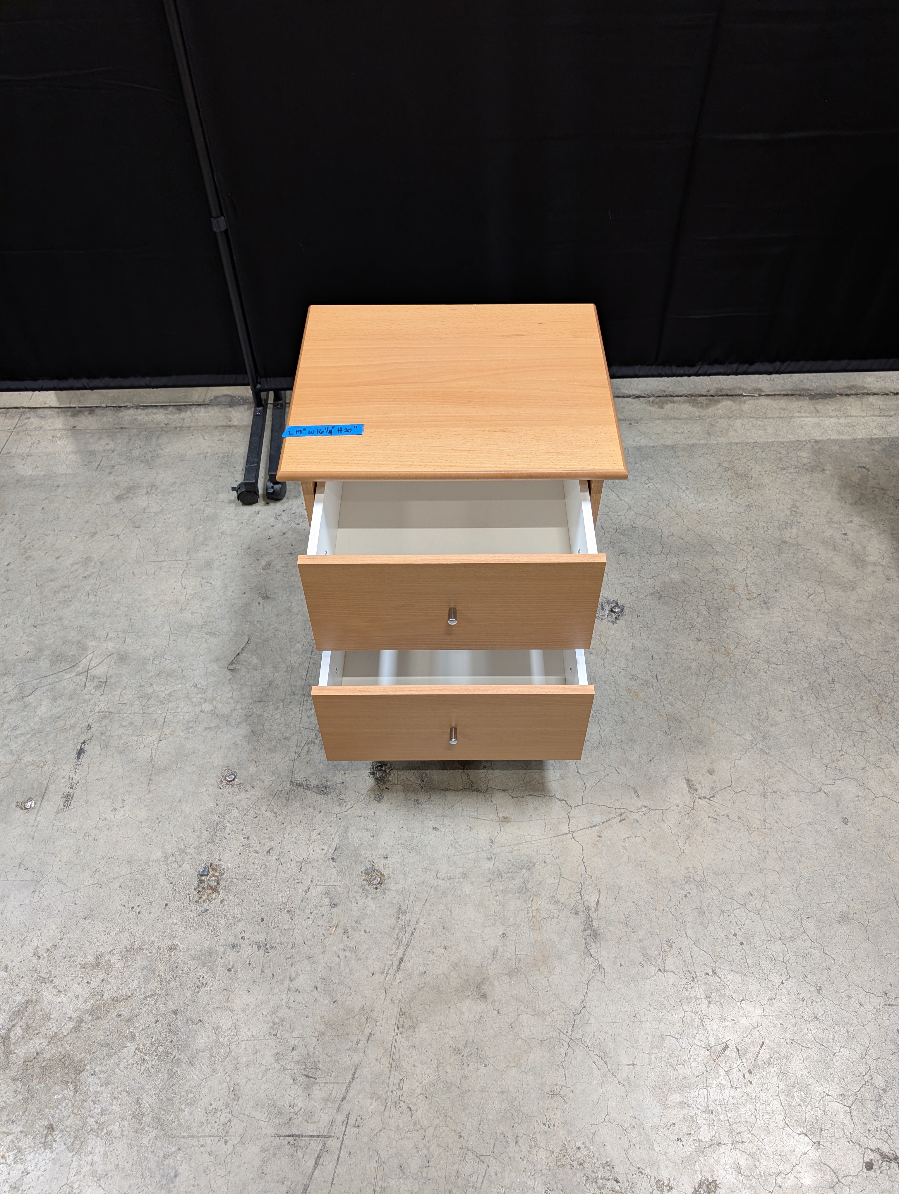 Natural Wood Two-Drawer Storage Nightstand