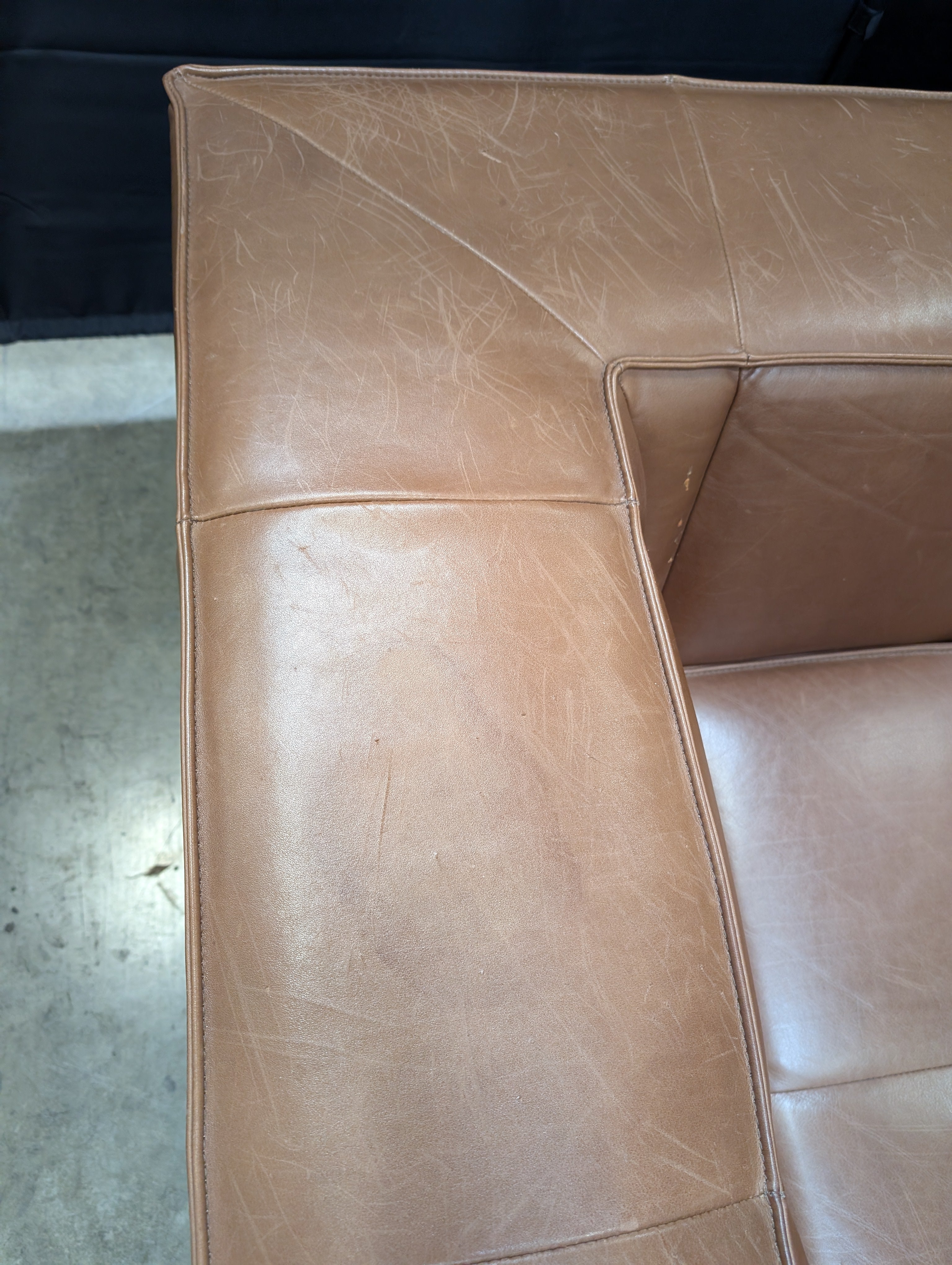 BoConcept Brown Leather Sectional Sofa with Chaise