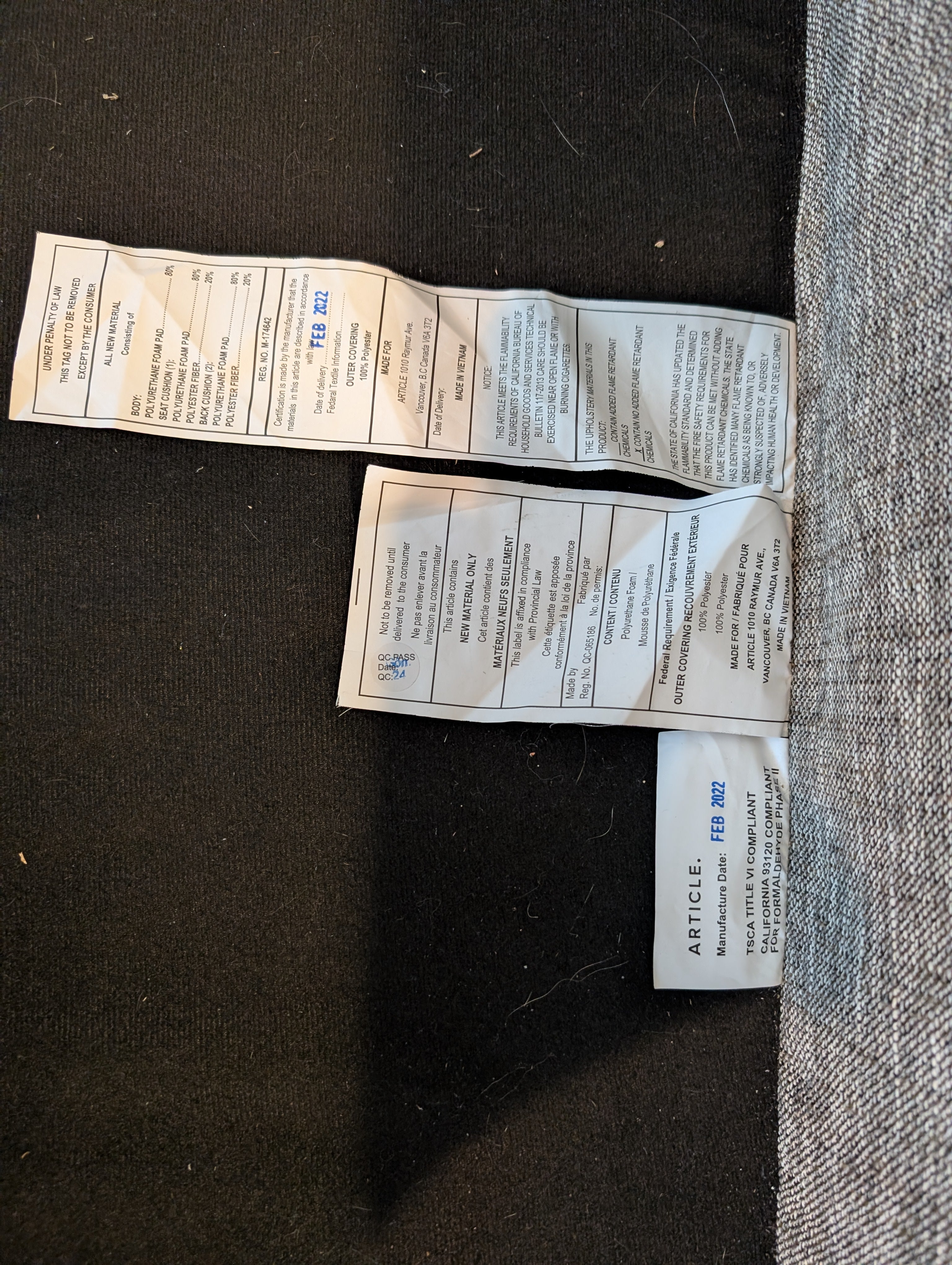 Modern Volcanic Gray Article Sectional Sofa