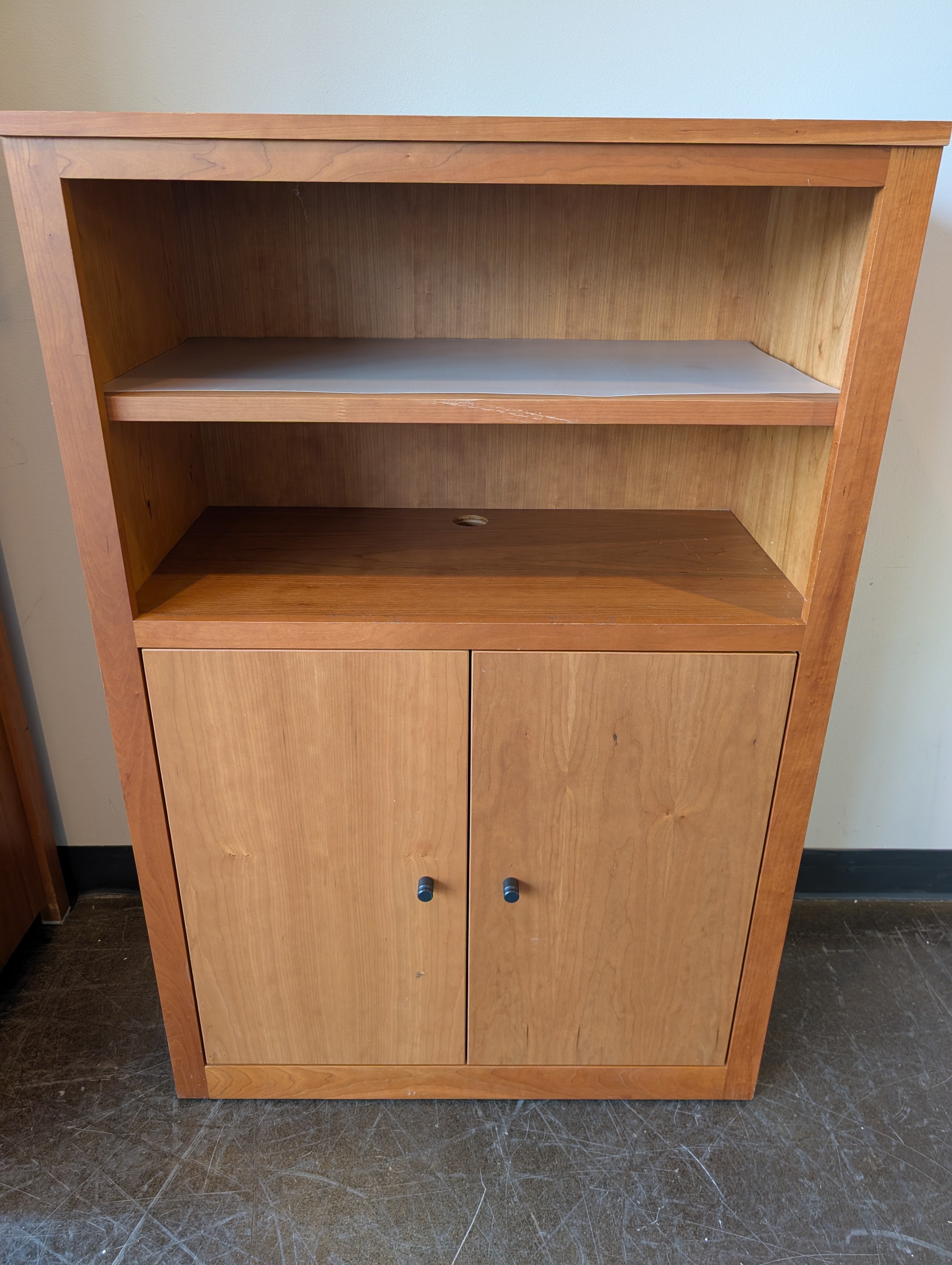 Medium Tone Wood Office Storage Cabinet with Shelves