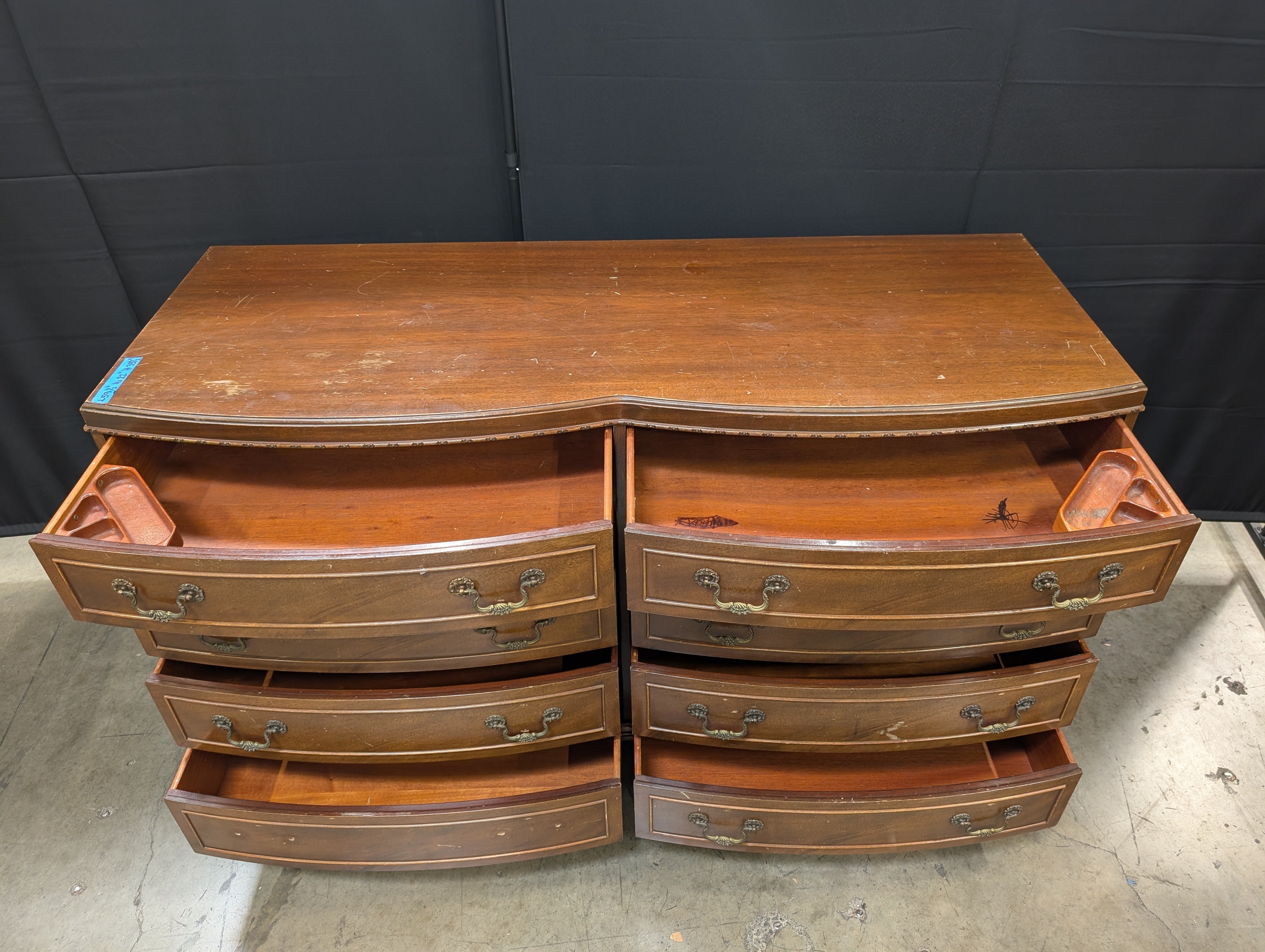 Vintage RWAY Eight Drawer Wood Dresser