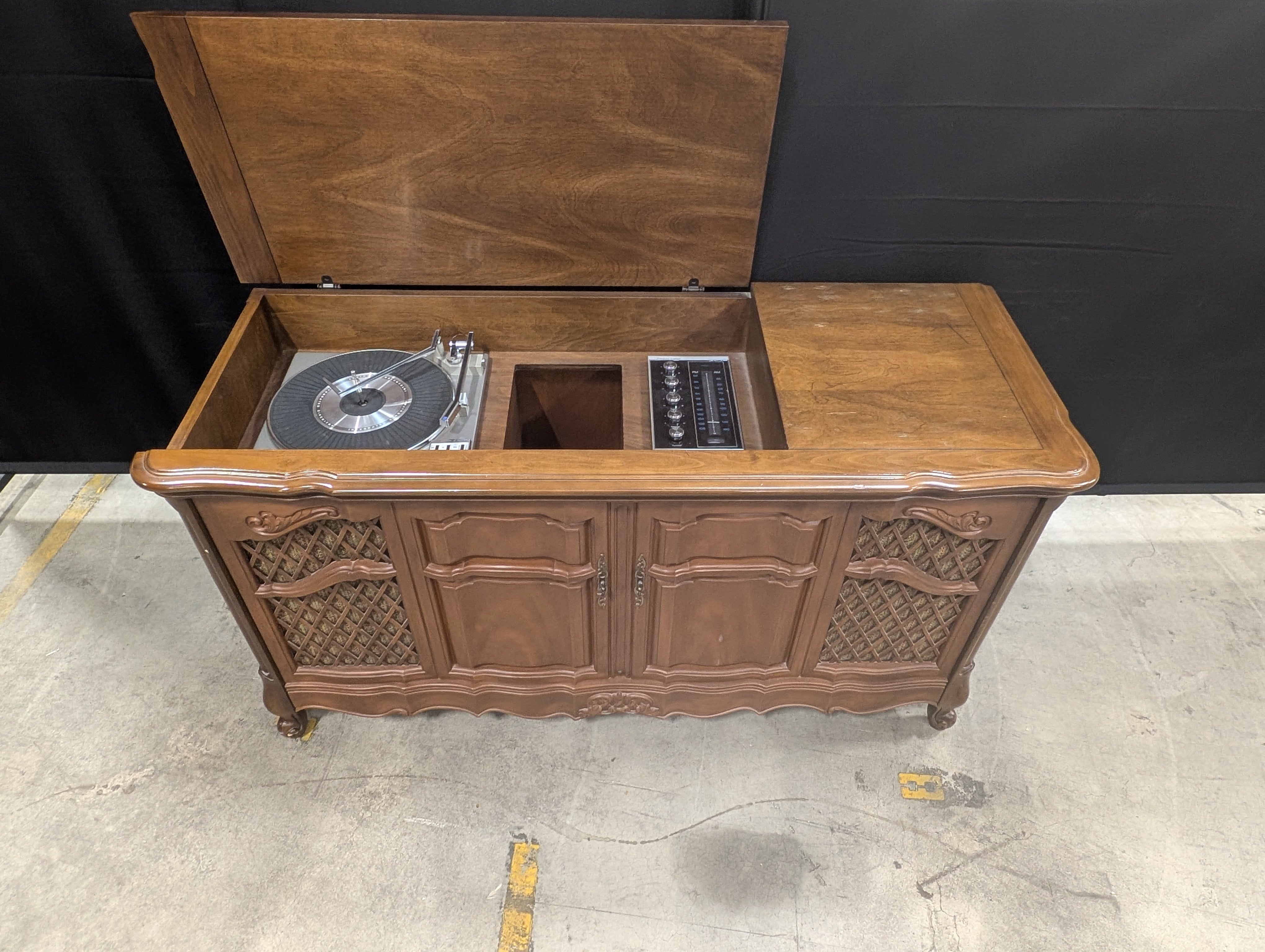 Vintage French Provincial Style Wood Console Cabinet