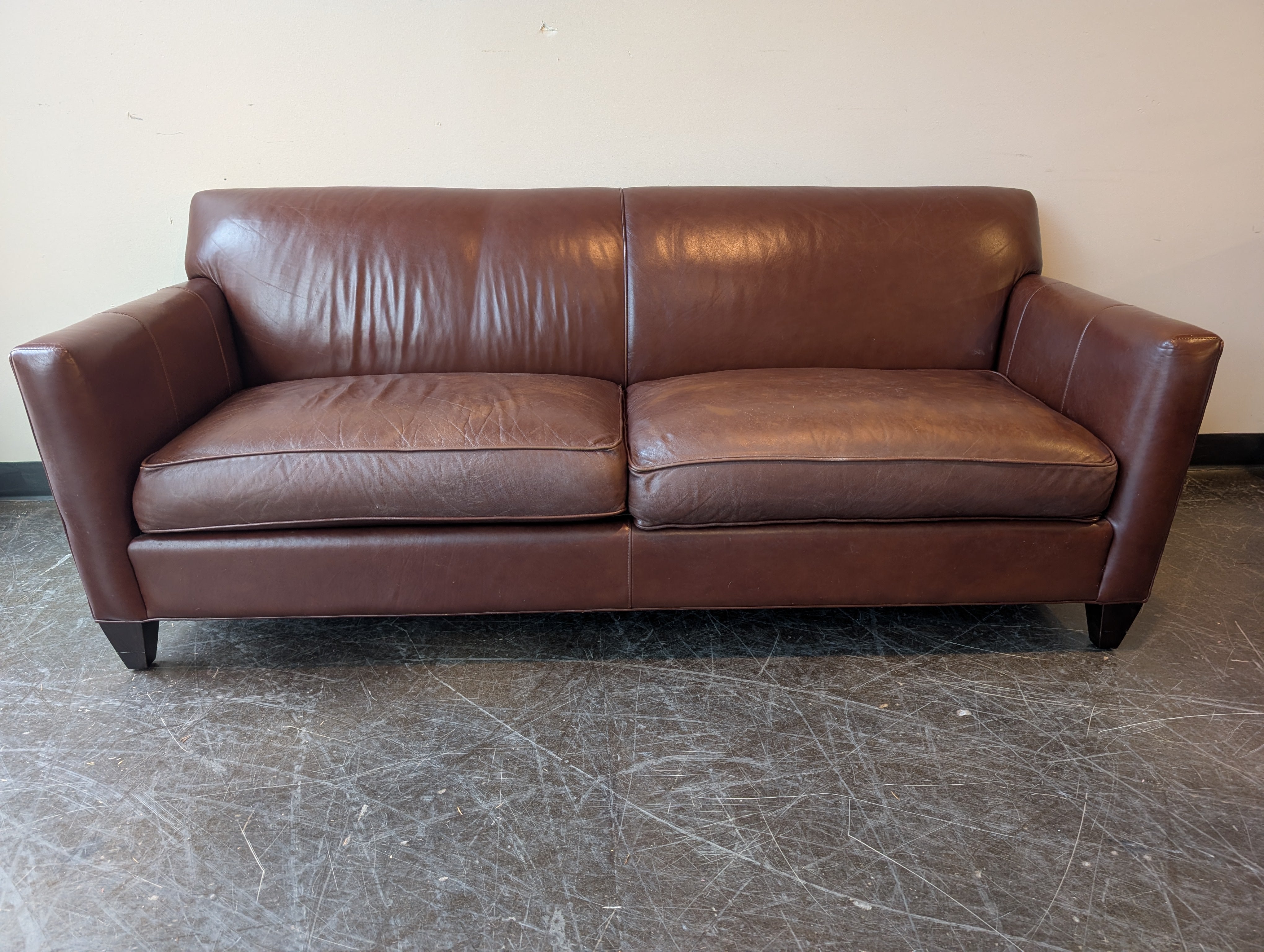 Crate and Barrel Axis 82" Genuine Leather Sofa in Excellent Condition