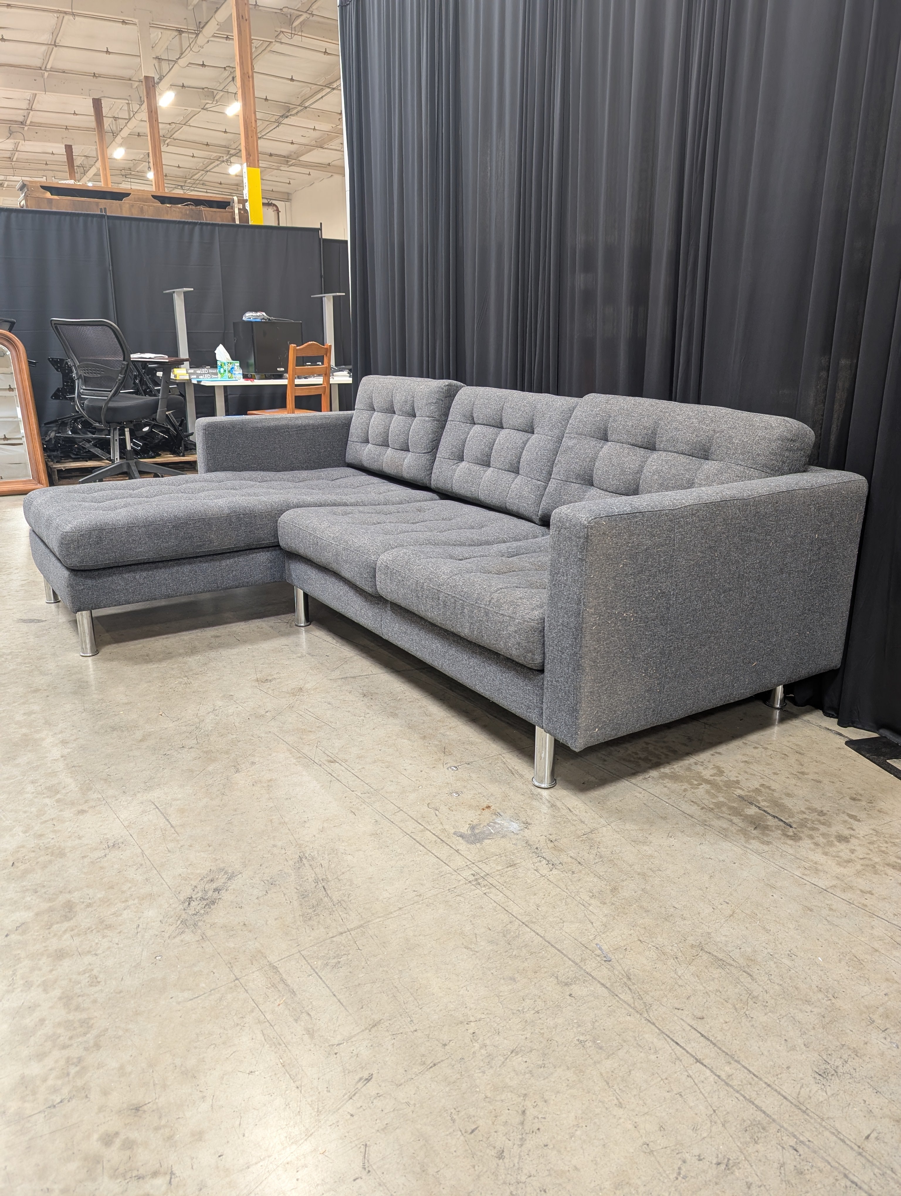 Grey Upholstered Modular Sectional Couch