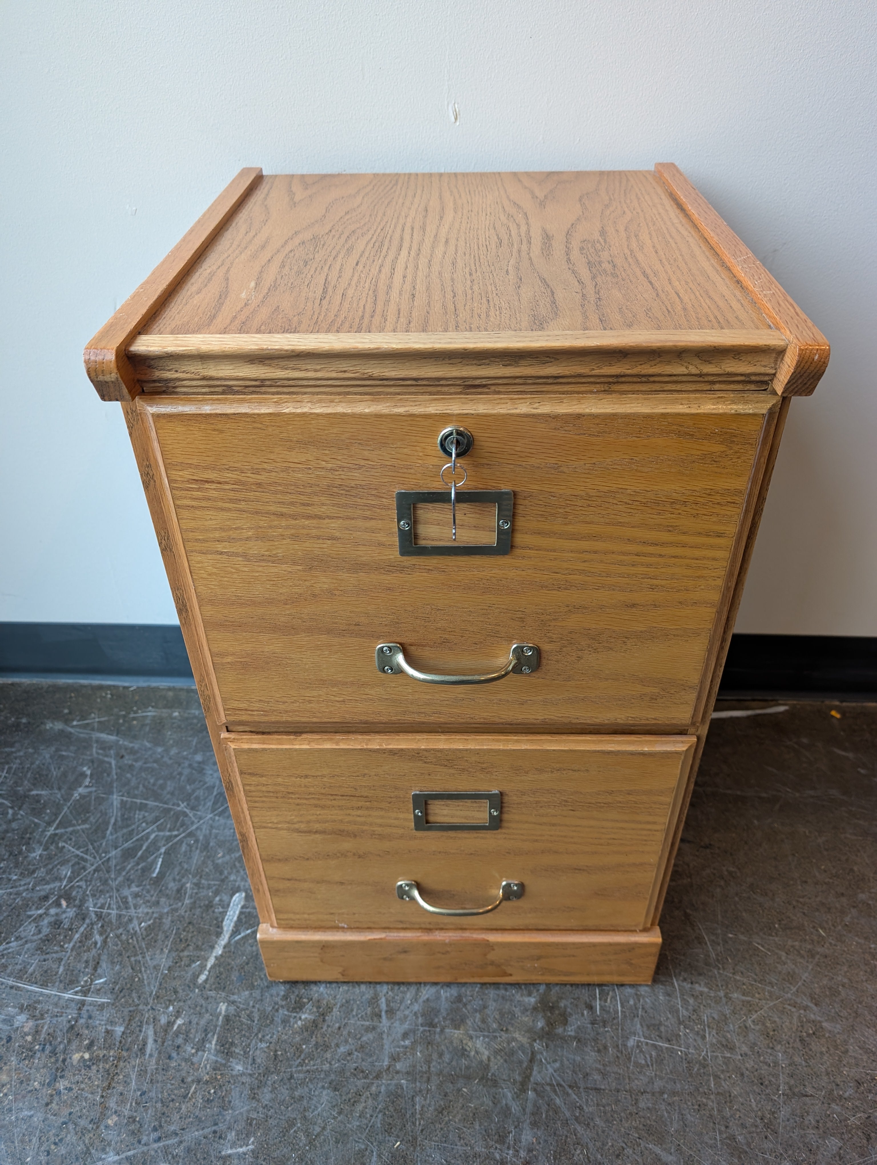 Sturdy Wood Two-Drawer Filing Cabinet with Metal Pulls