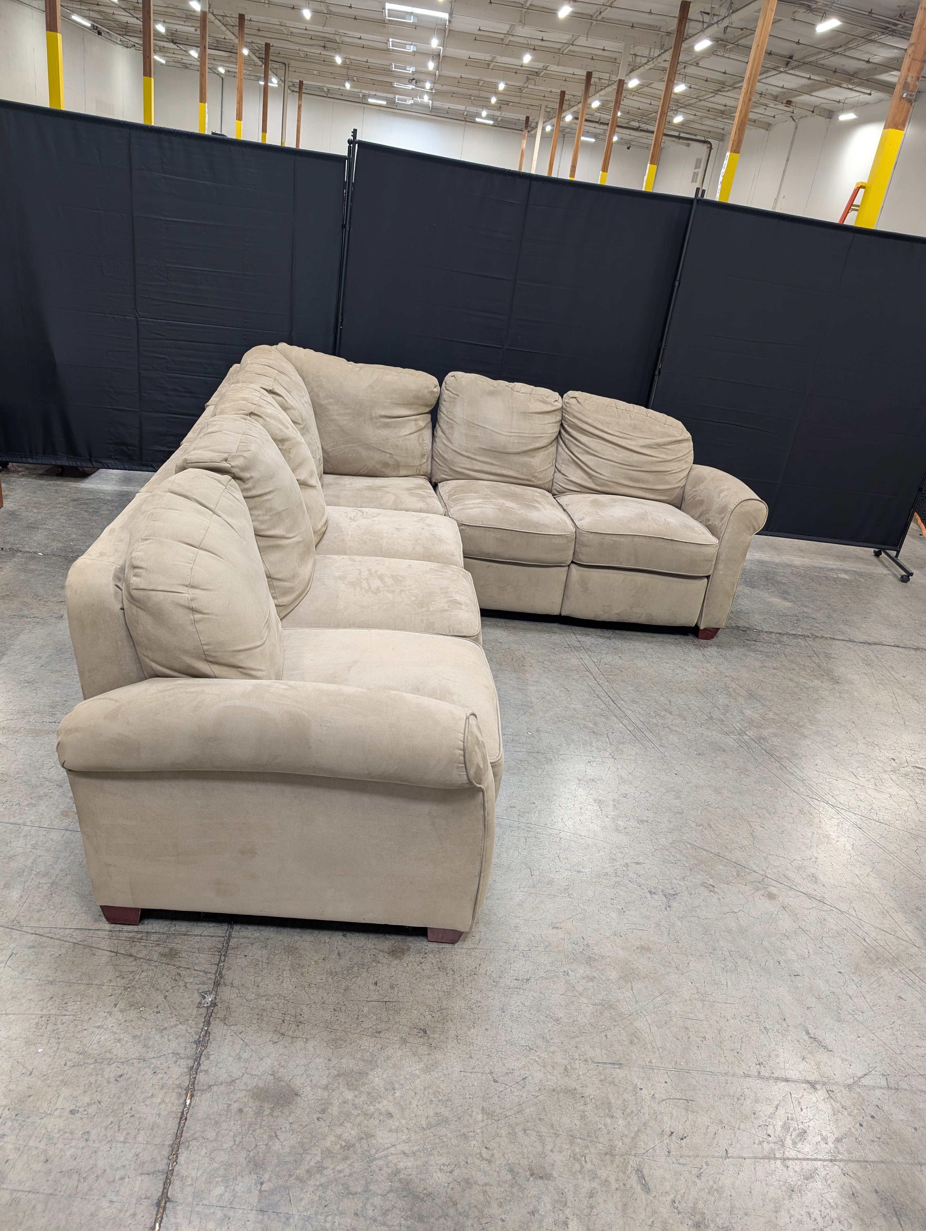 Spacious Tan L-Shaped Sectional Sofa