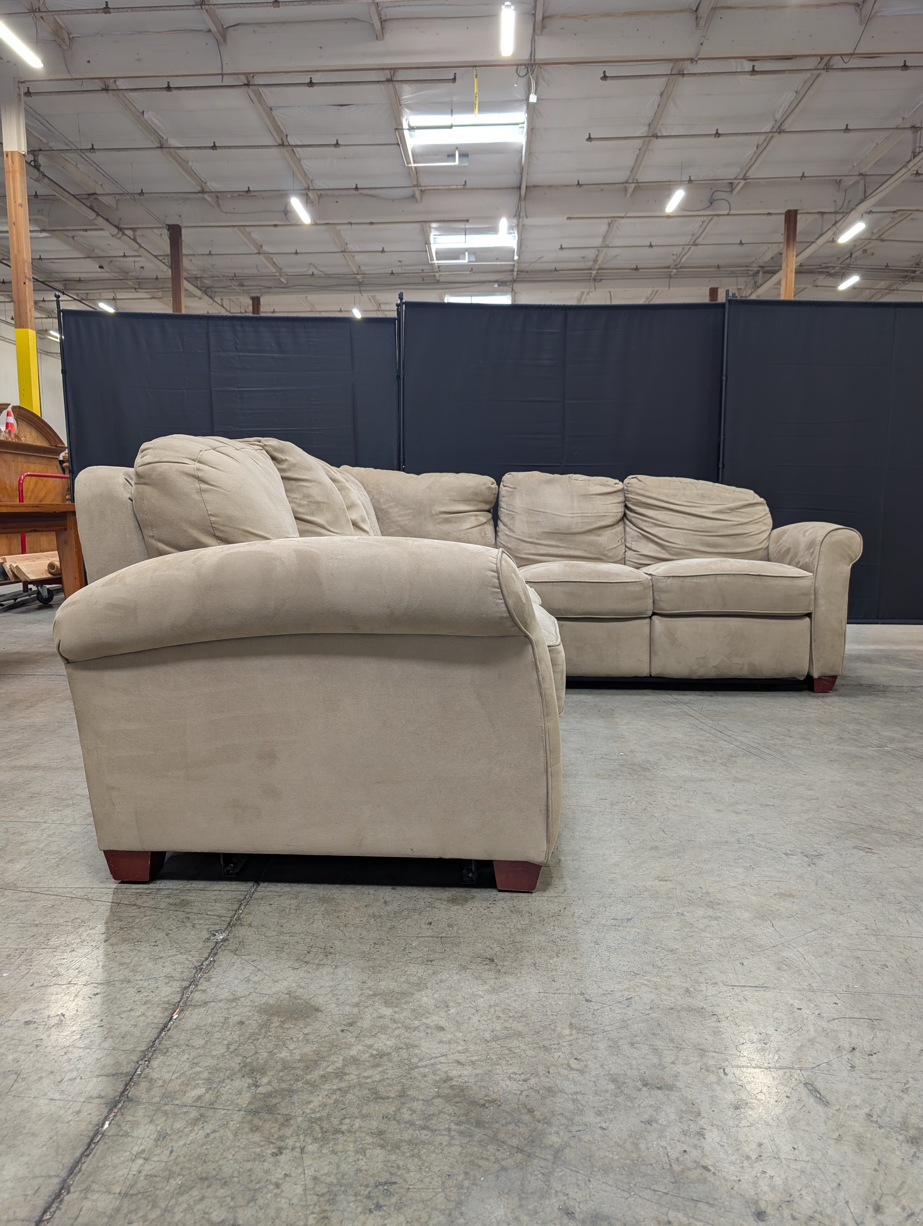 Spacious Tan L-Shaped Sectional Sofa