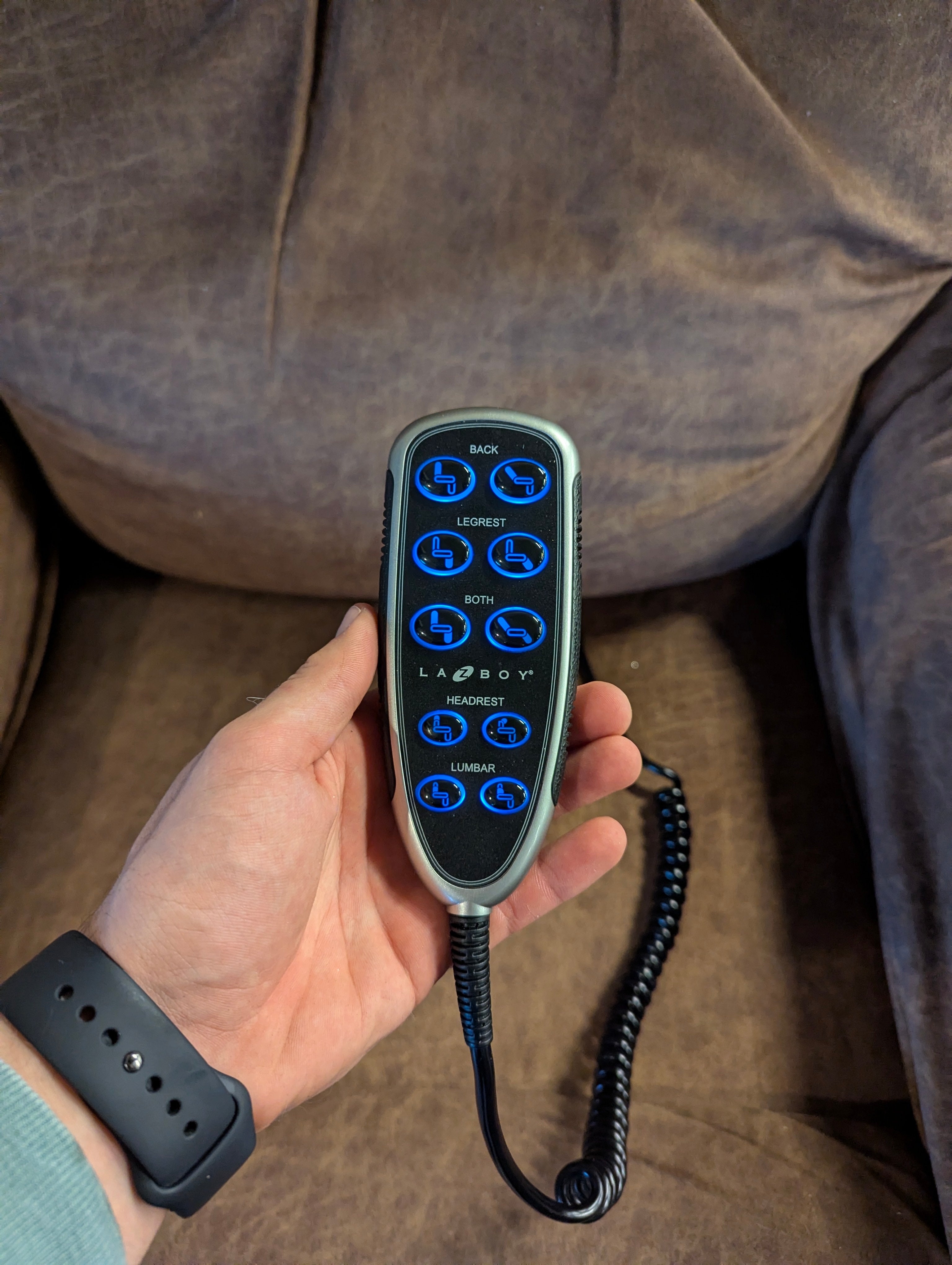 LazyBoy Brown Fabric Power Recliner Chair