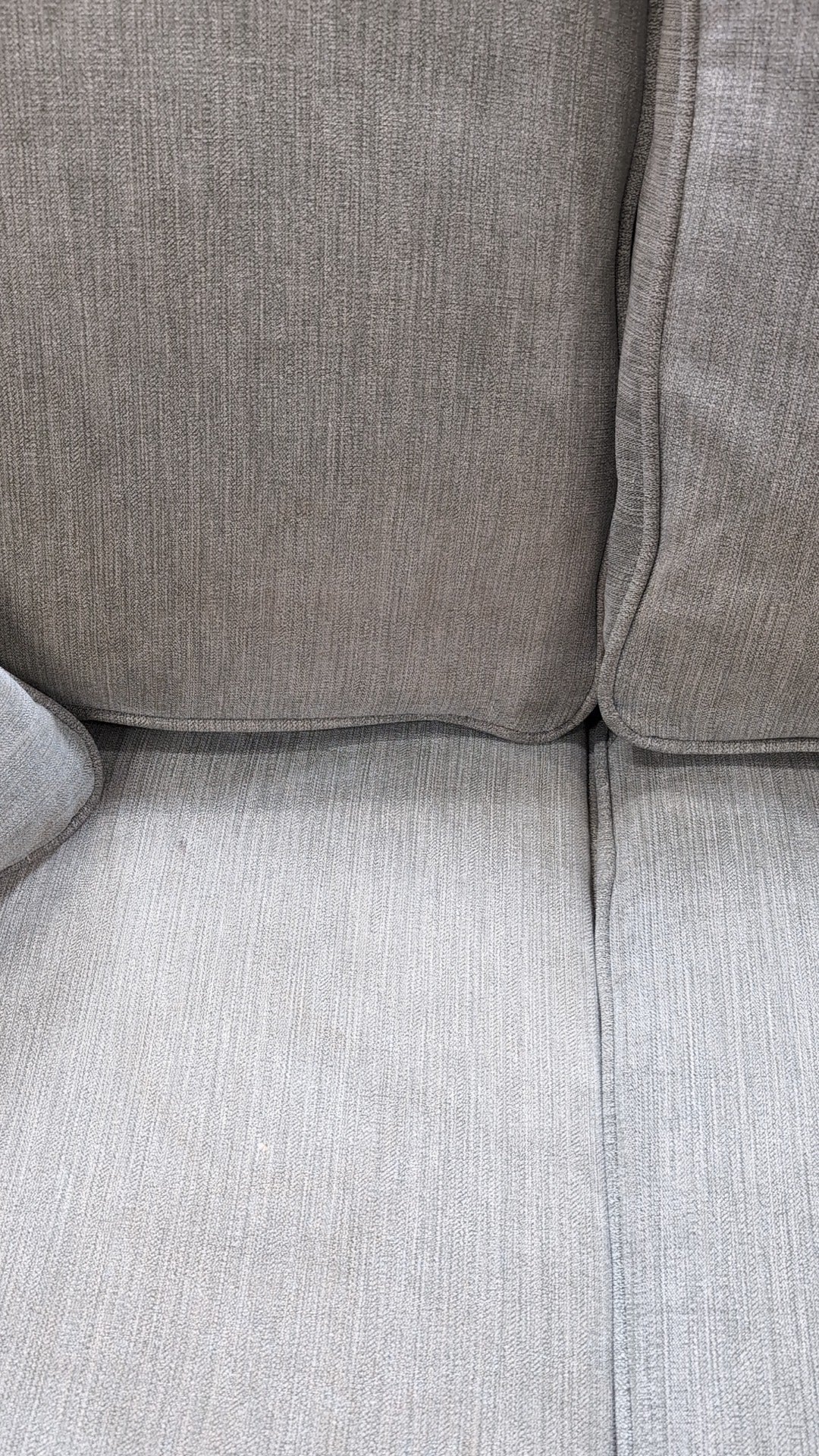 Used Greige Fabric Three-Seater Sofa with Rolled Arms