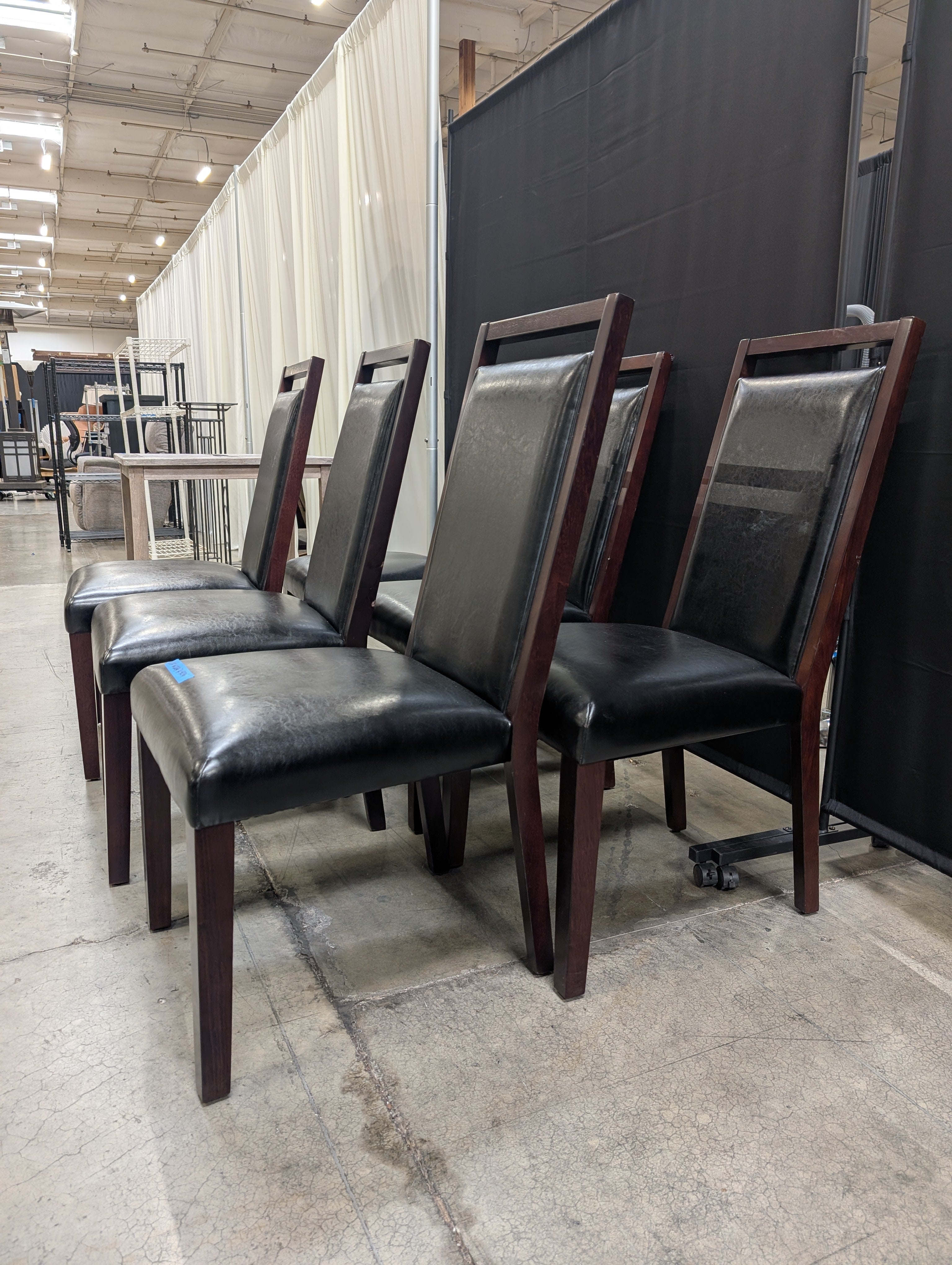 Dark Espresso O-Palier furniture Wood Dining Chair in Faux Leather