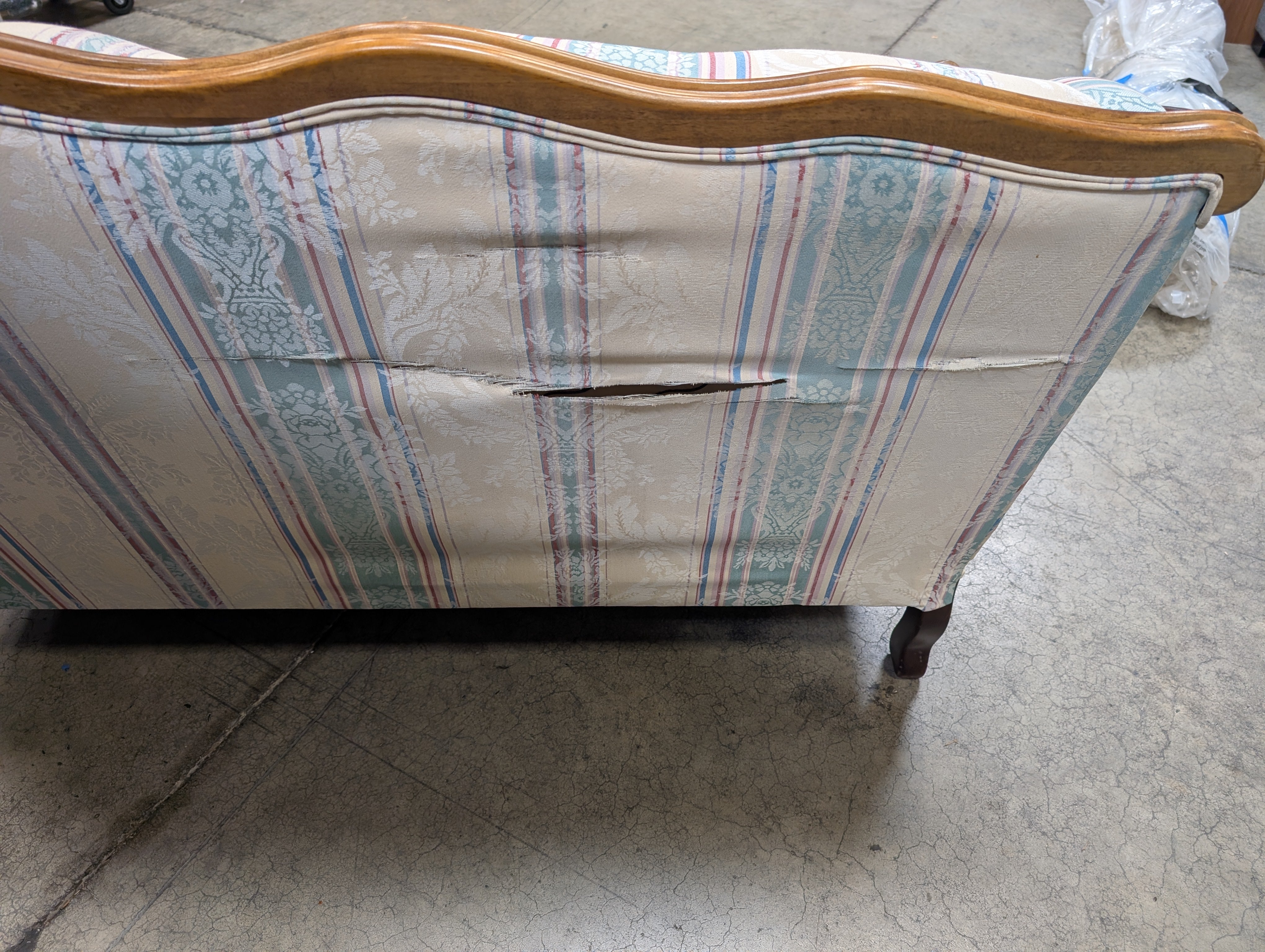 Cochrane Furniture Company Loveseat Sofa with Carved Wood Frame