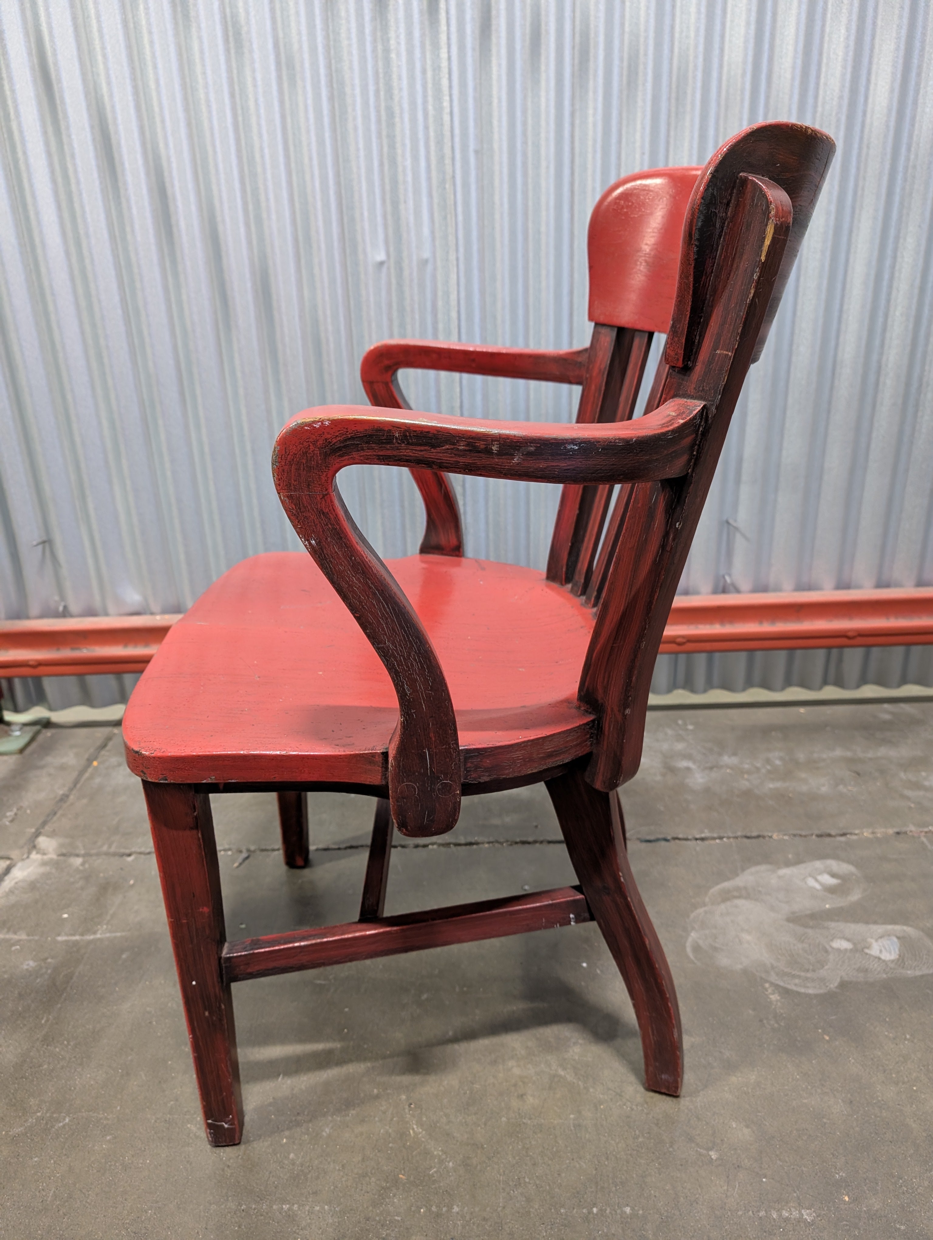 Charming Red Wooden Armchair