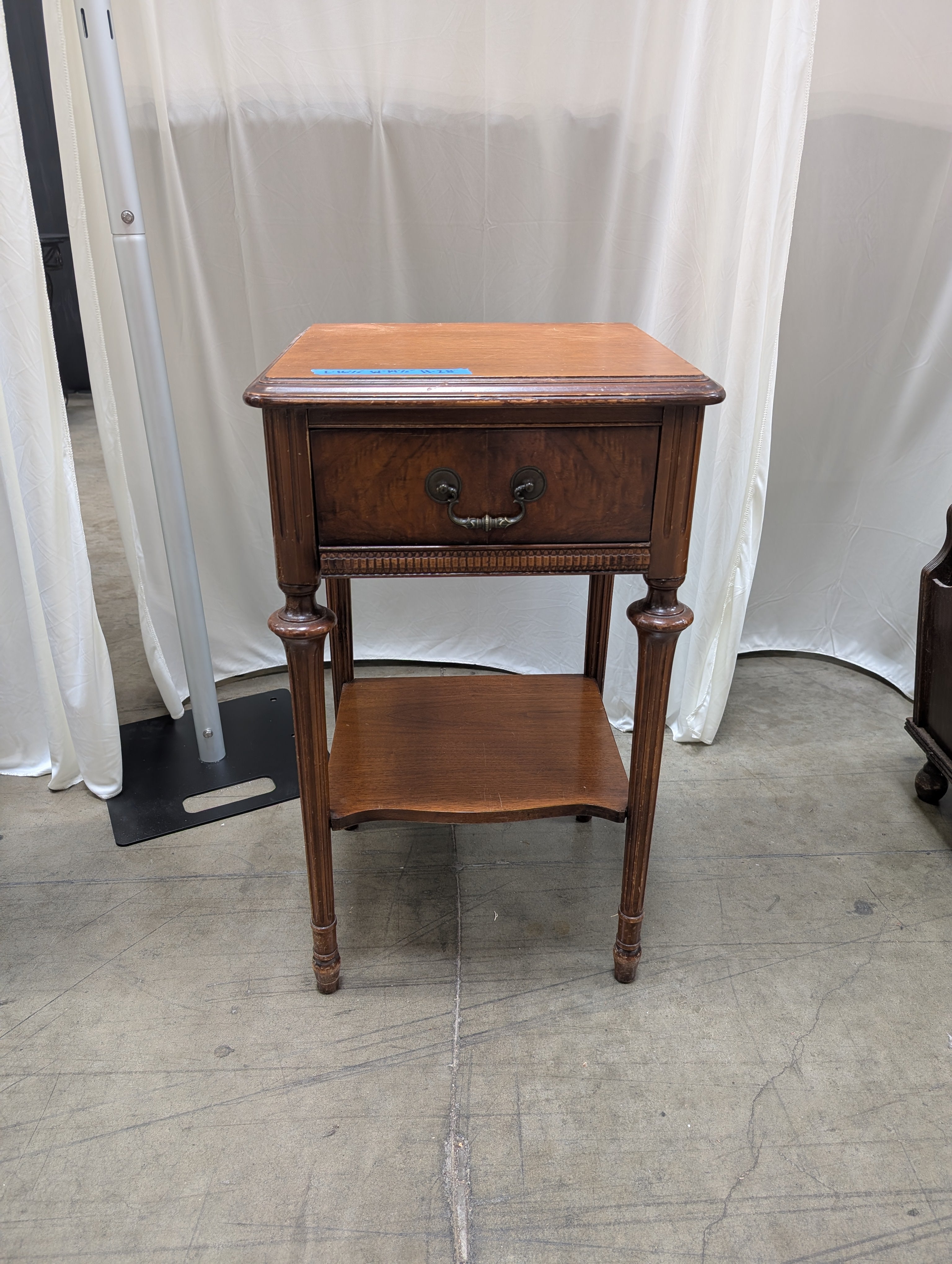 Vintage Single-Drawer Nightstand in Dark Wood