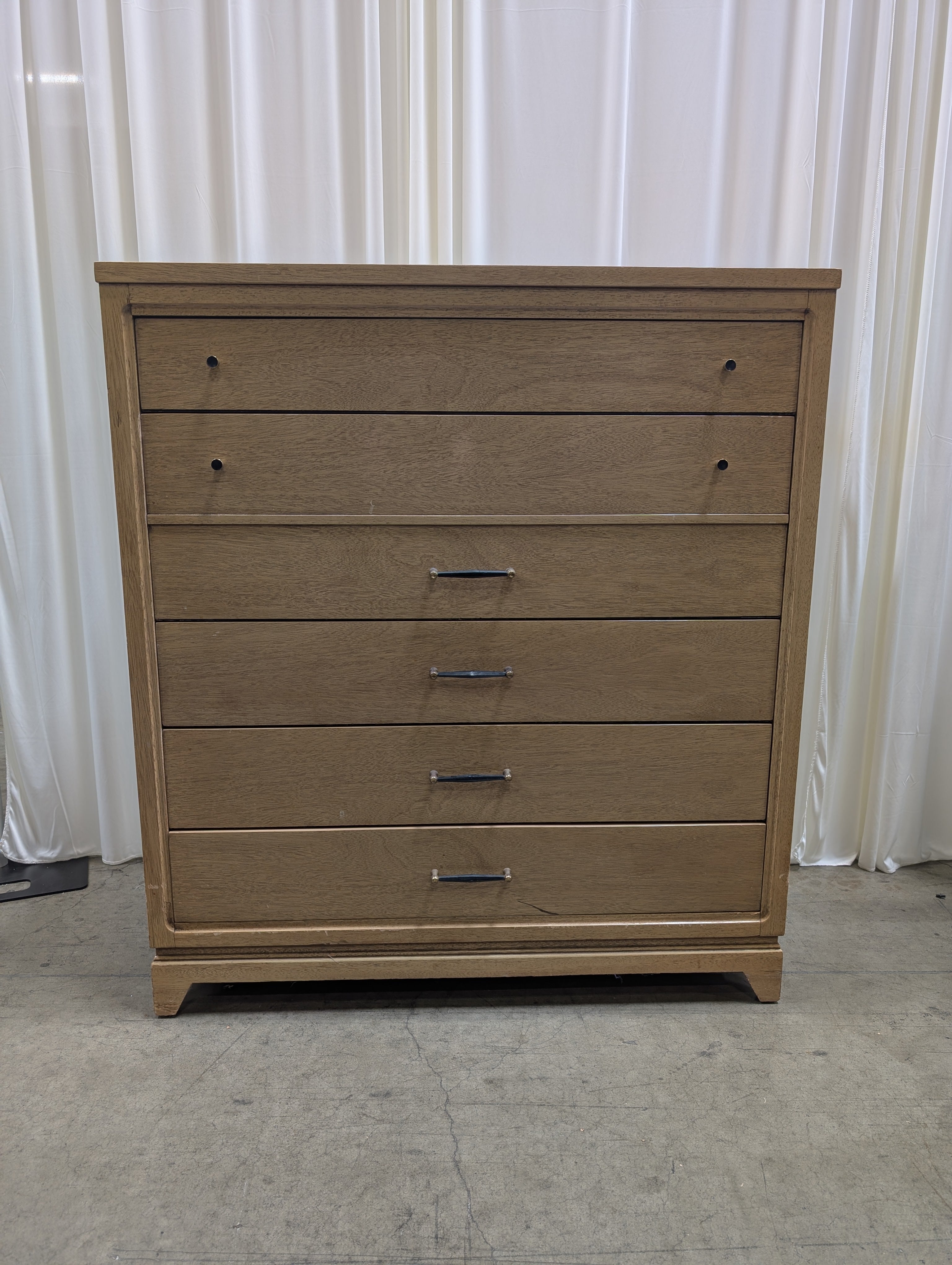 United Furniture Corporation Five Drawer Light Wood Dresser with Mixed Hardware