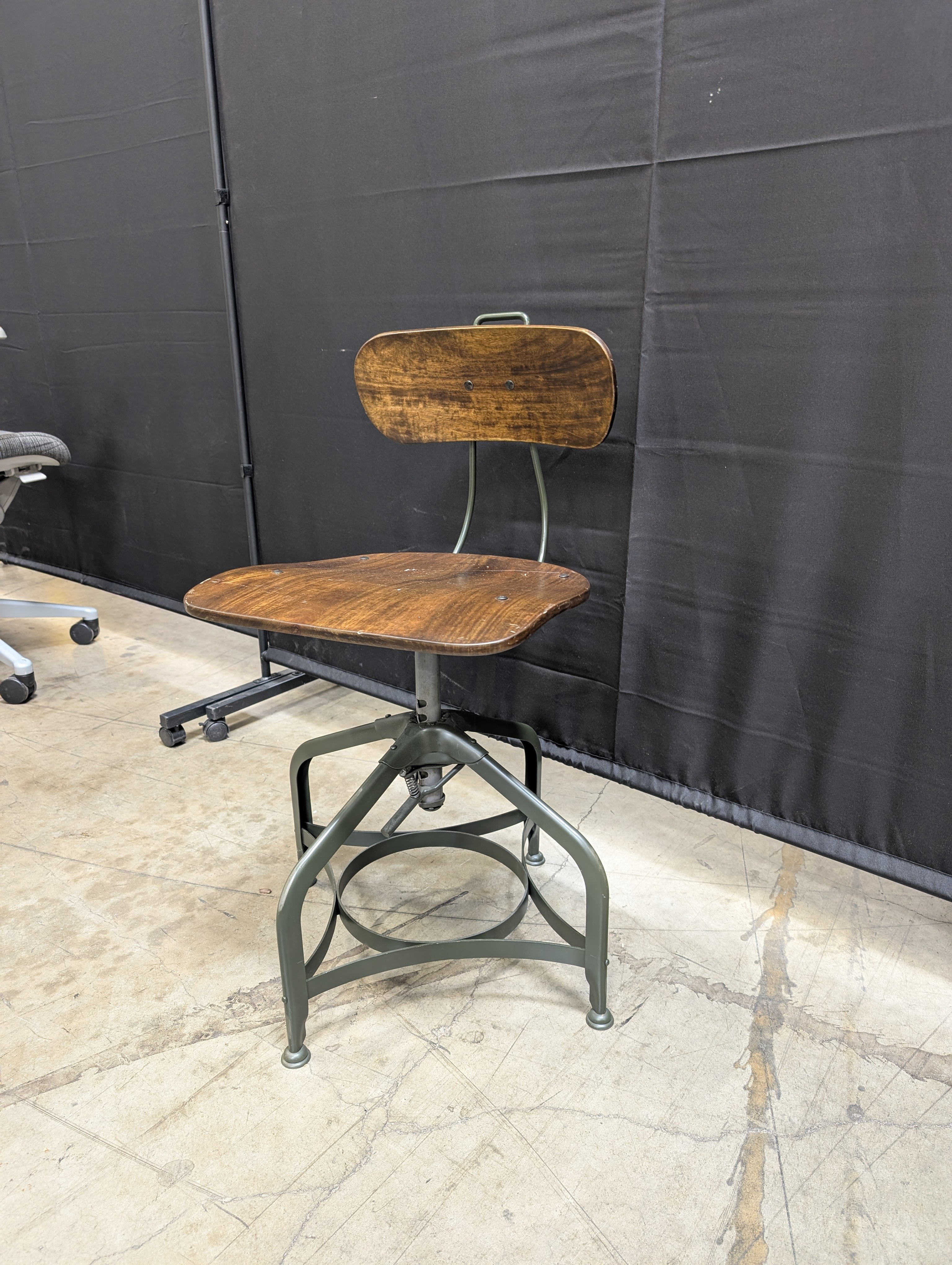 Industrial Style Wood and Metal Adjustable Stool Chair
