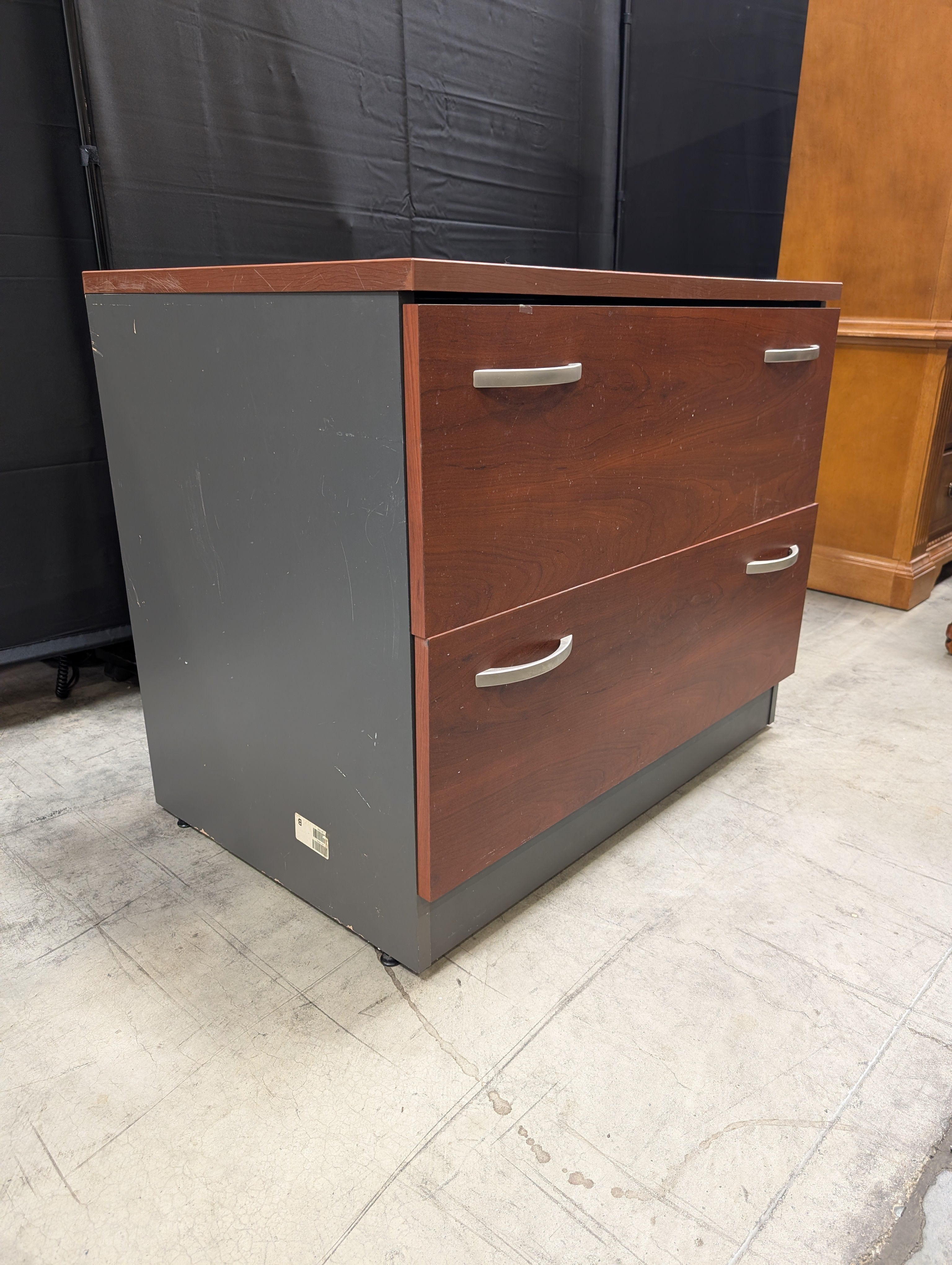 Cherry Finish Two-Drawer Storage Cabinet