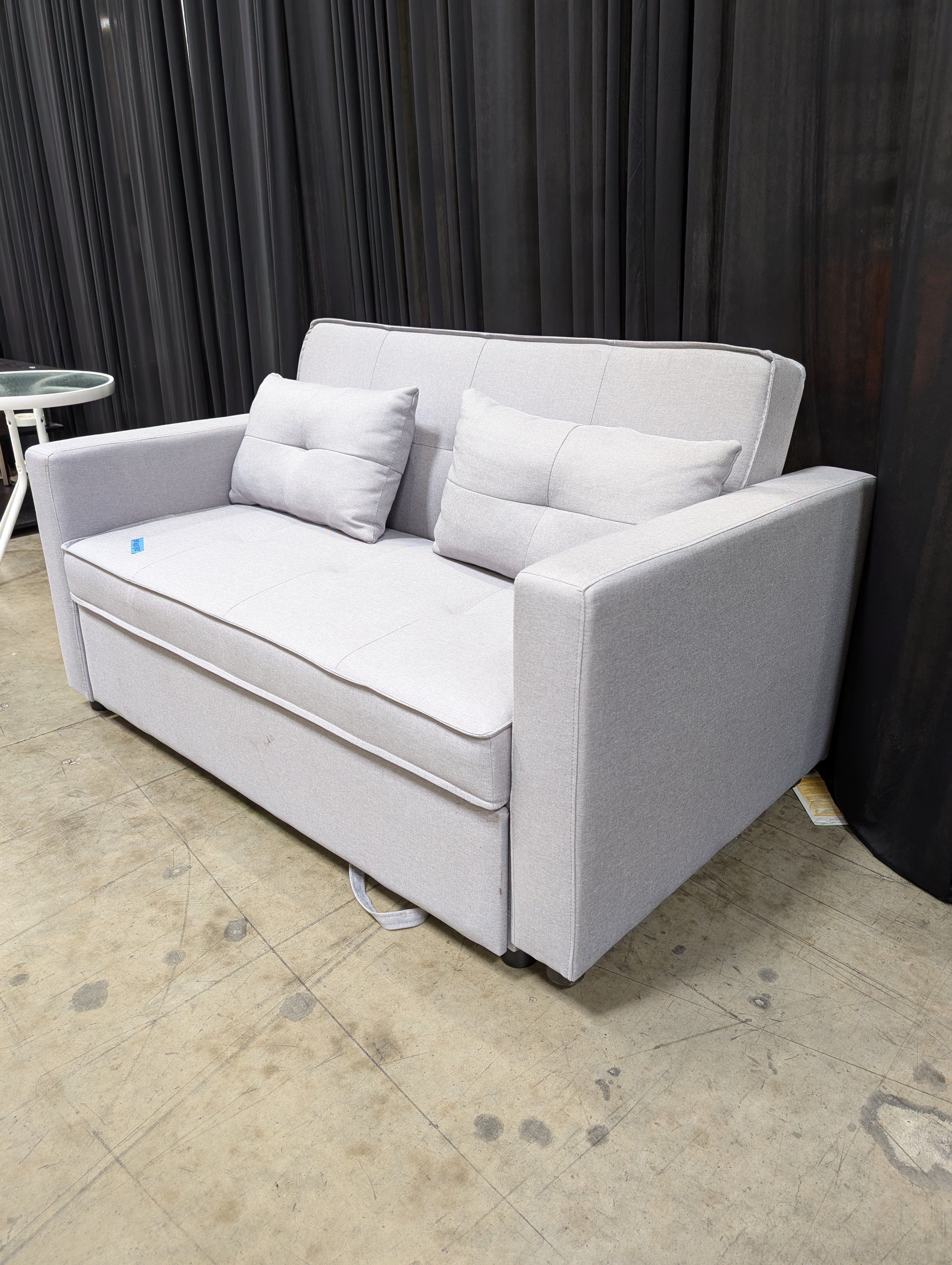 Light Grey Upholstered Loveseat with Pull Out Bed