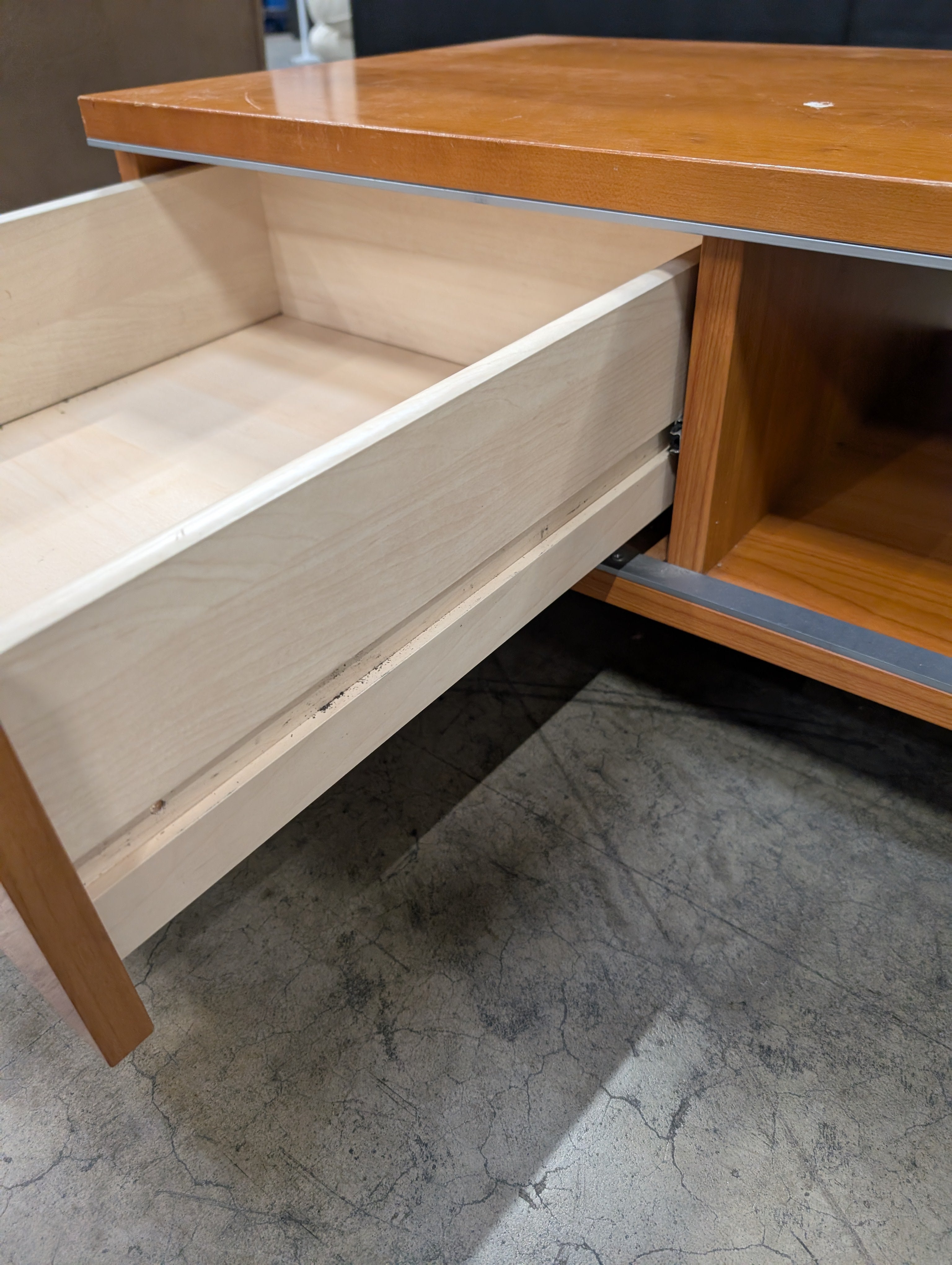Versatile Wooden Media Console with Integrated Storage