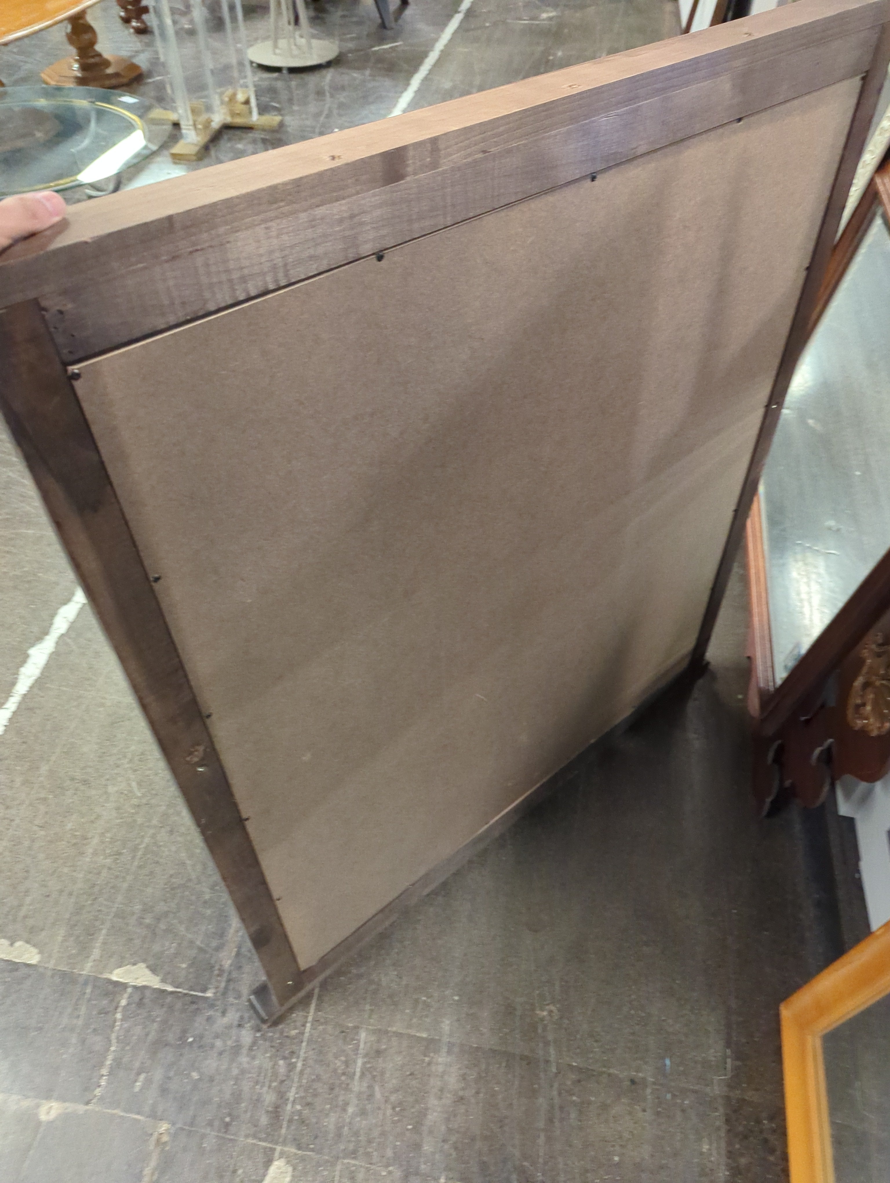 Large Rectangular Dark Wood Framed Wall Mirror