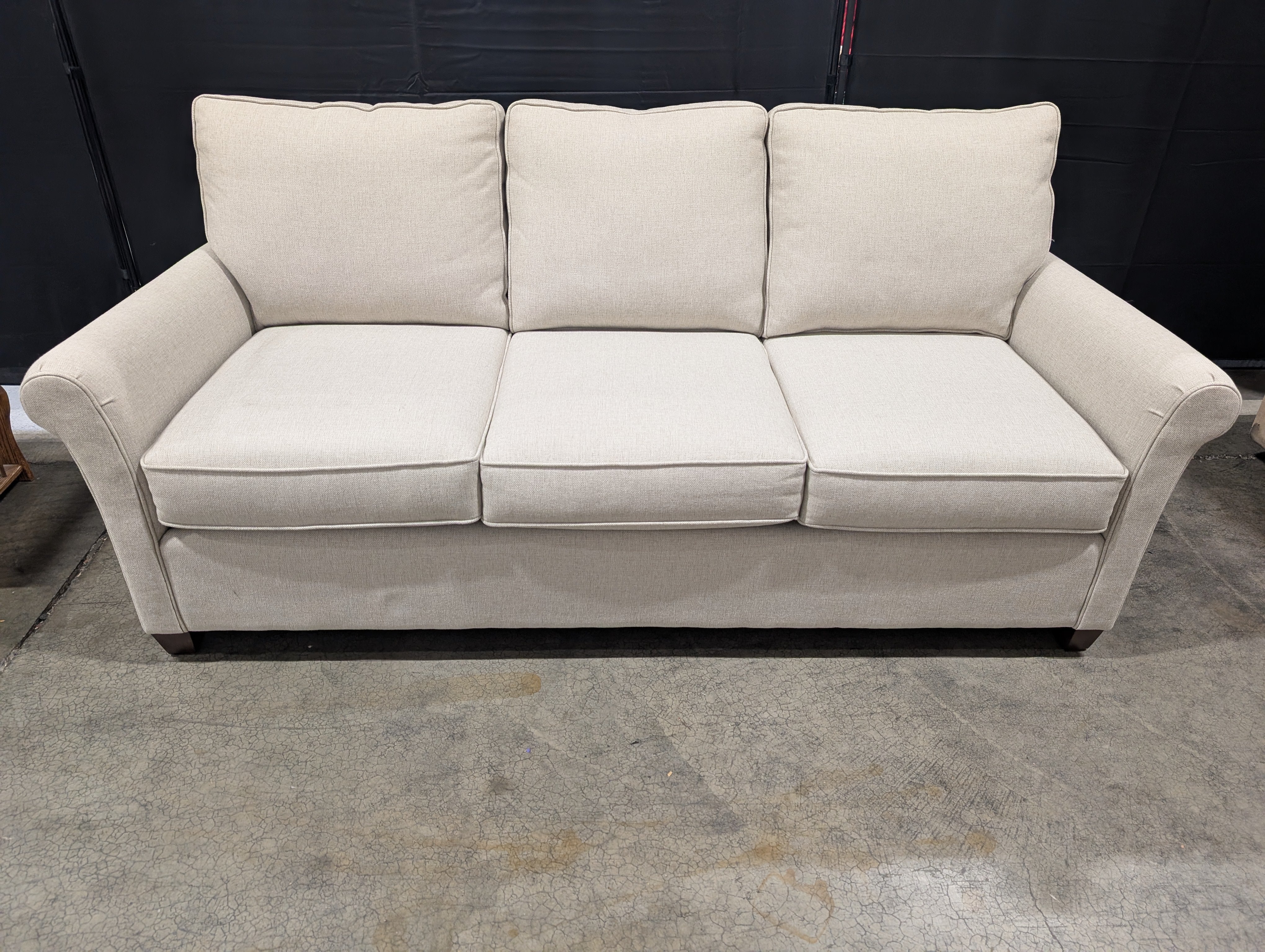 Neutral Toned Bassett Three-Seater Fabric Sofa