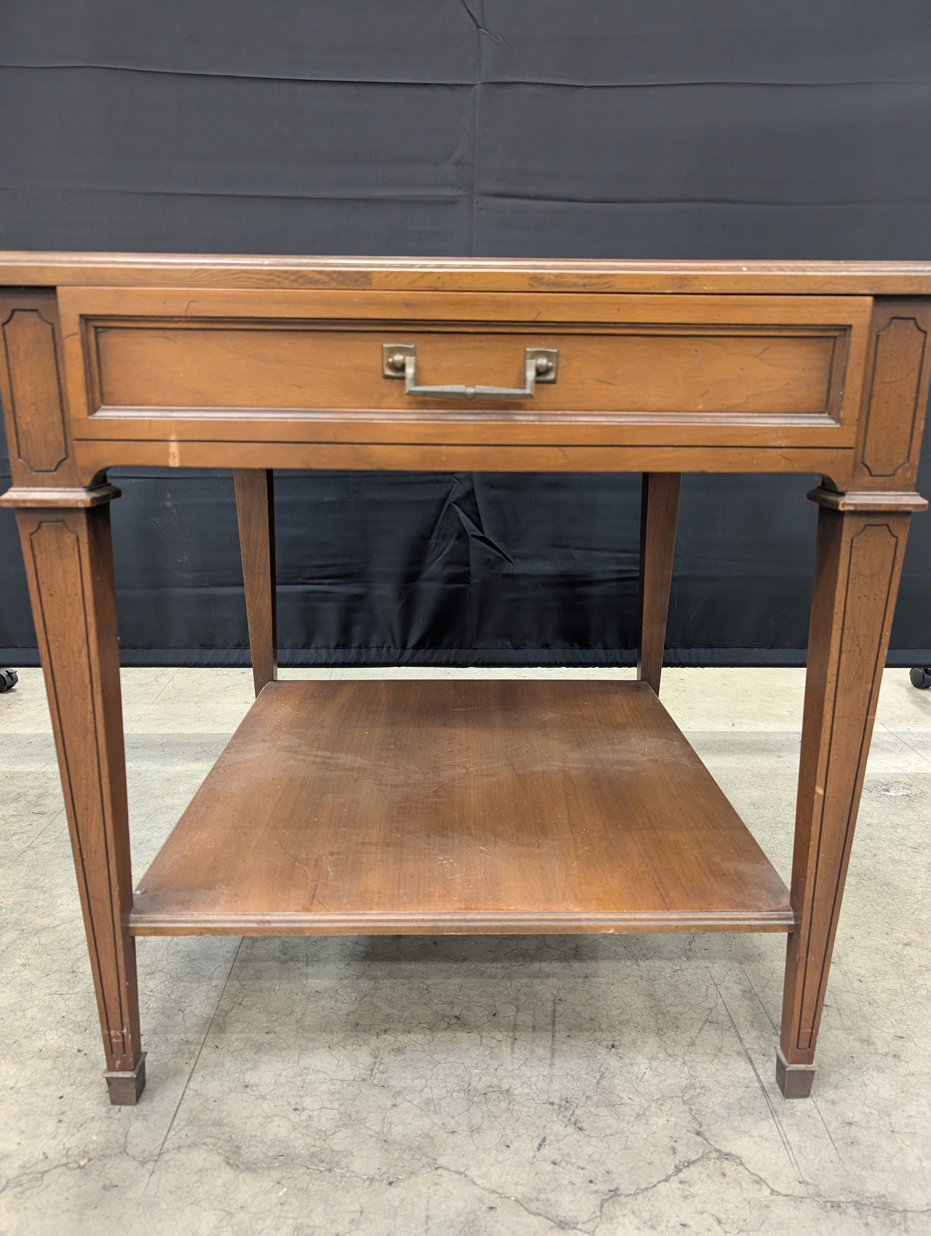 Heritage Stamped Hardwood Nightstand with Lower Shelf