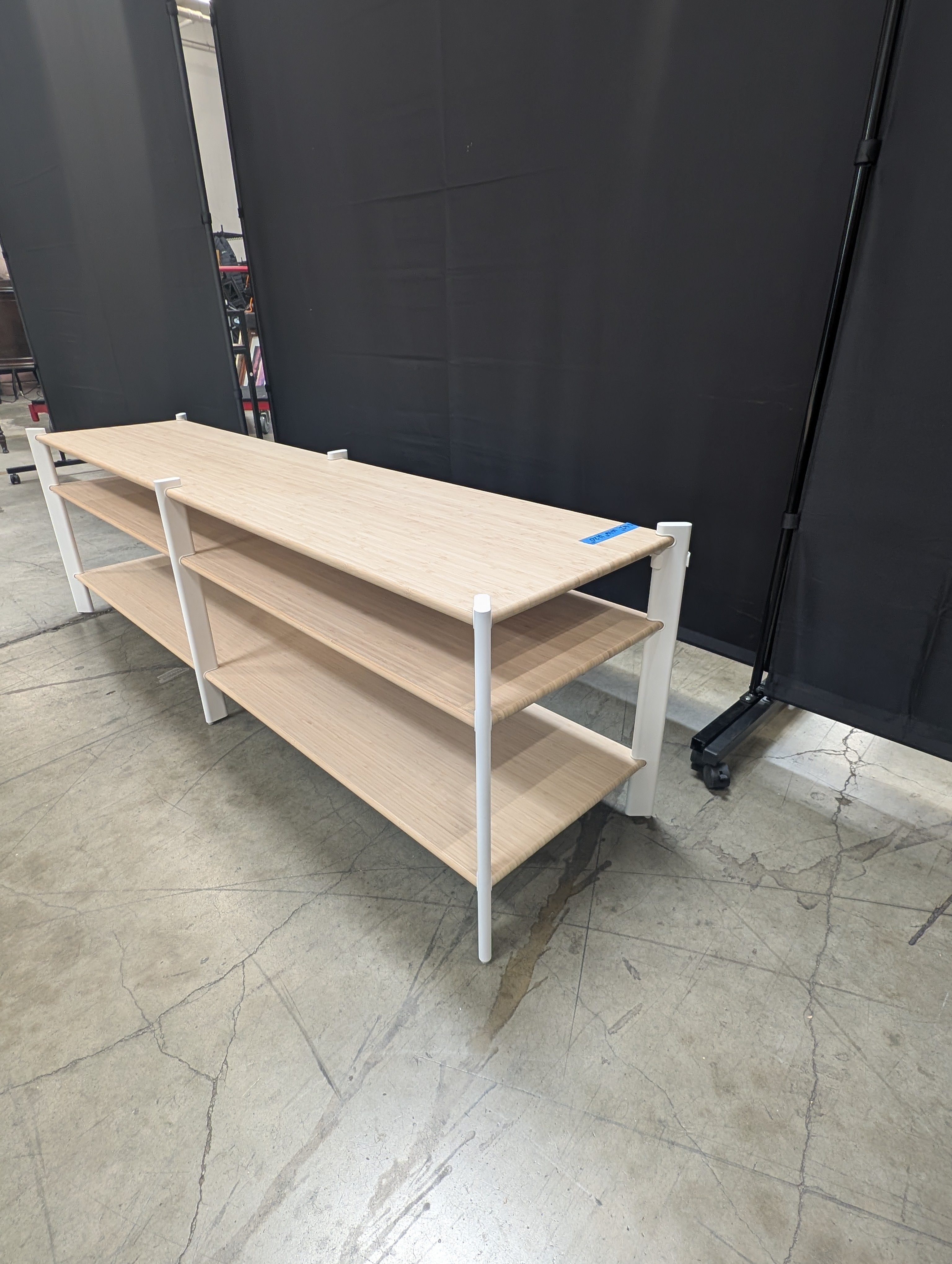 Modern Light Wood Look and White 3-Tier Media Console