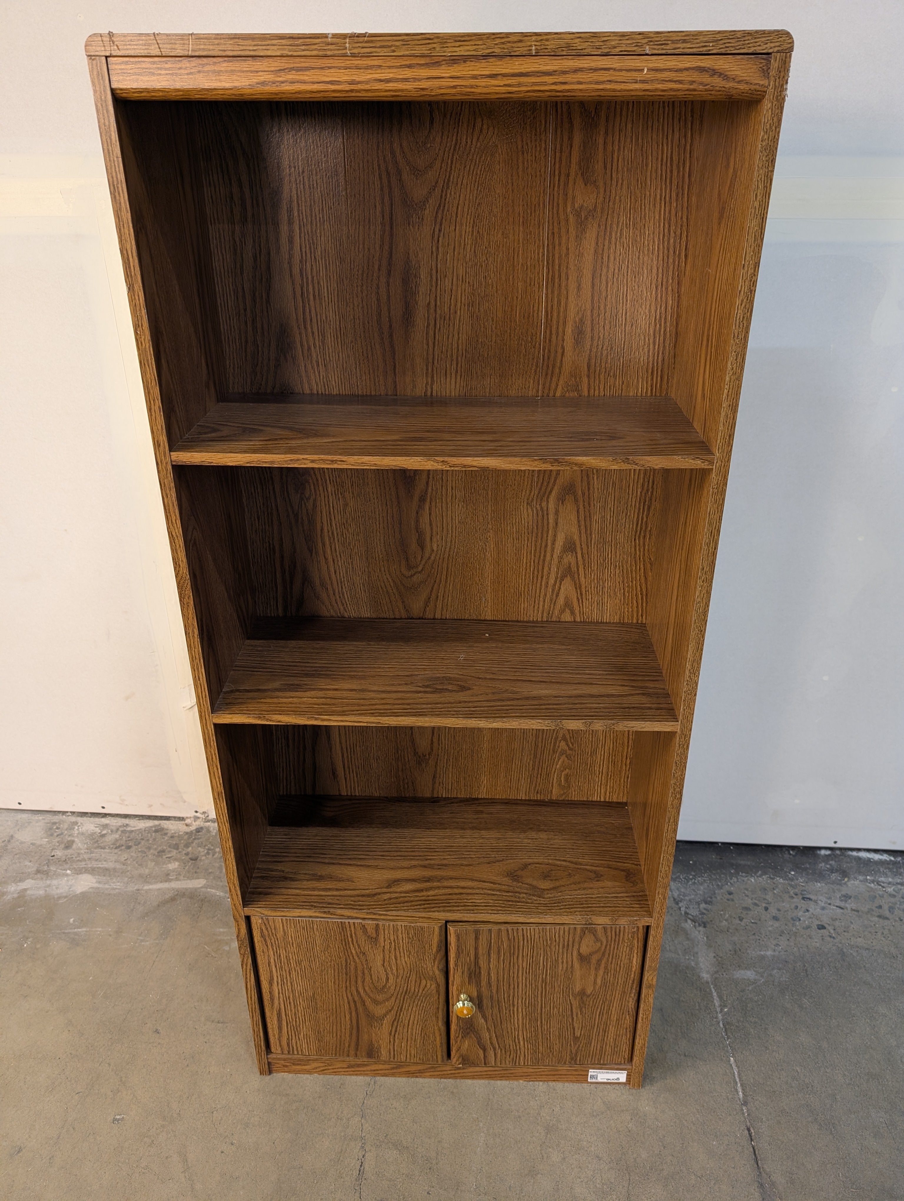 Rustic Oak Wood Bookcase with Storage