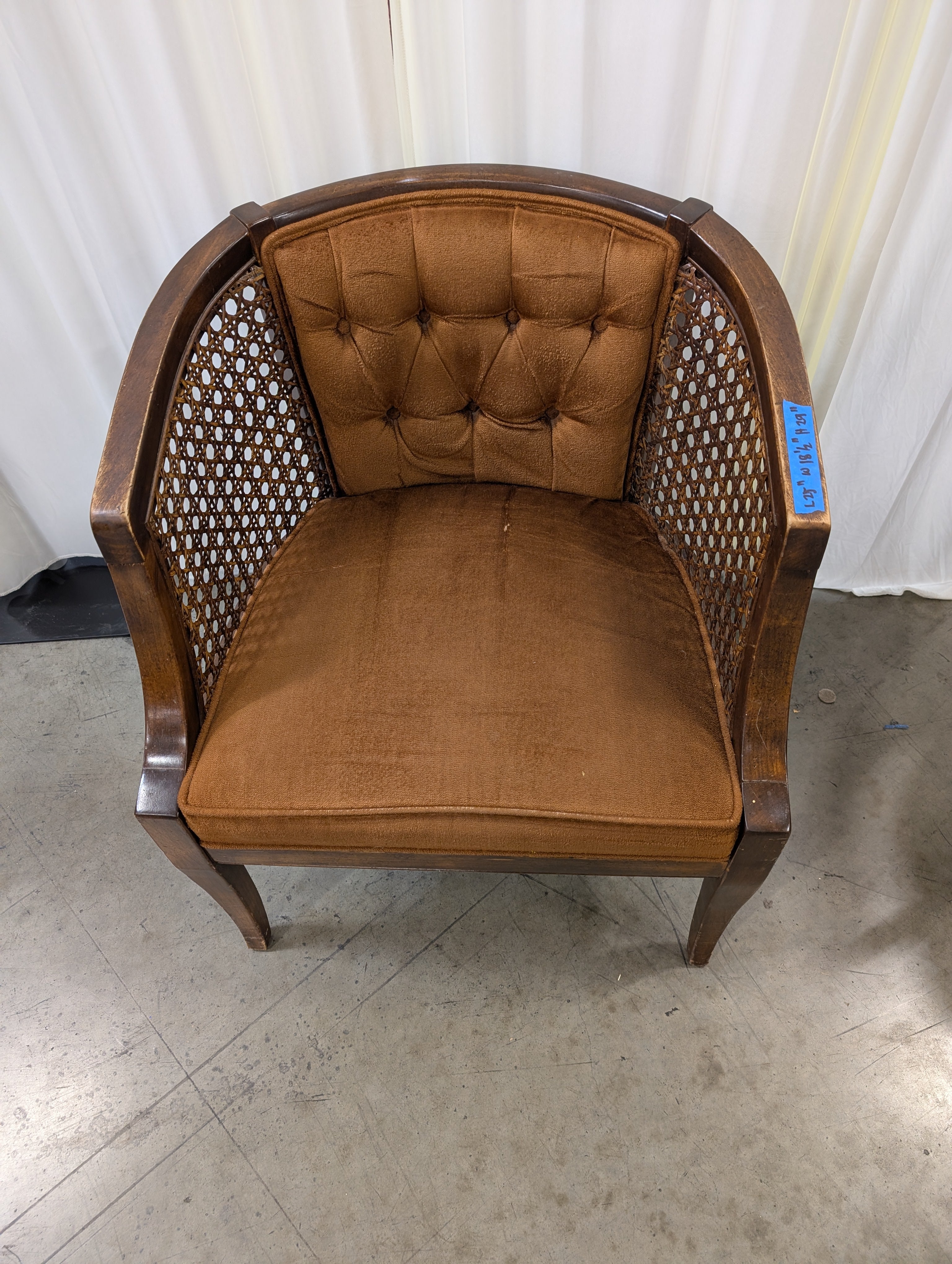 Vintage Cane Back Tufted Accent Chair