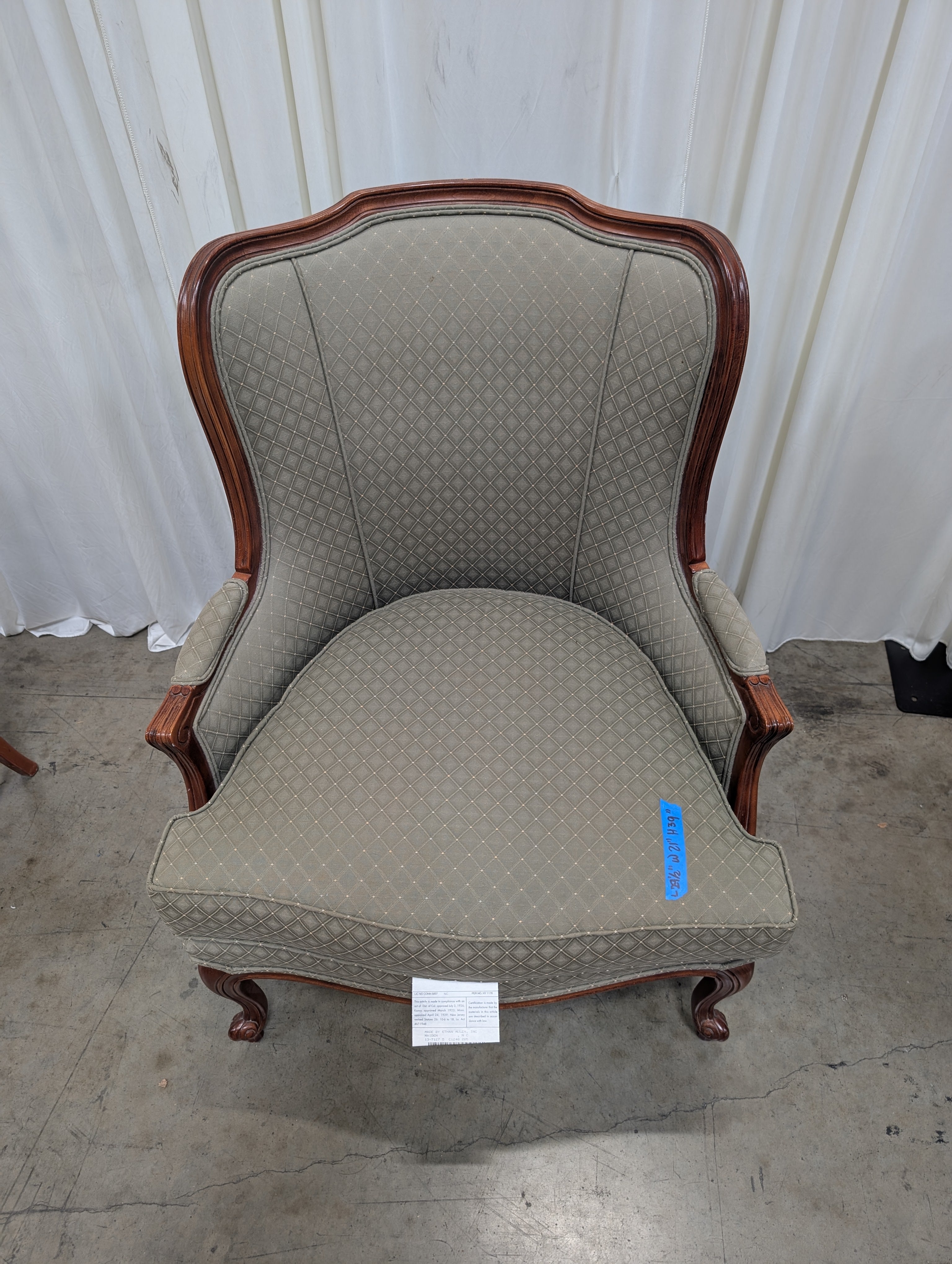 ETHAN ALLEN Carved Wood Frame Armchair