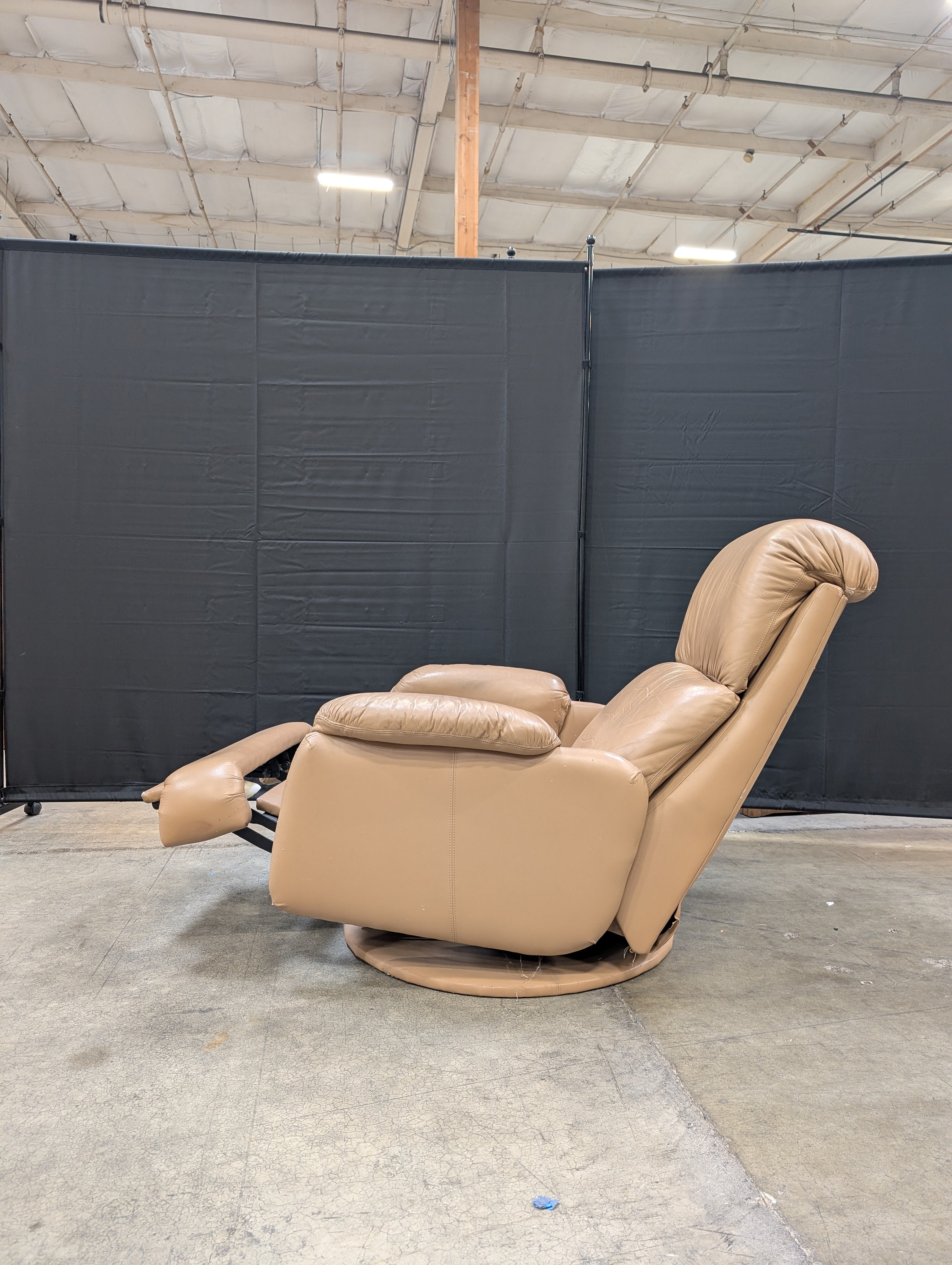 Used Plush Tan Upholstered Recliner Chair