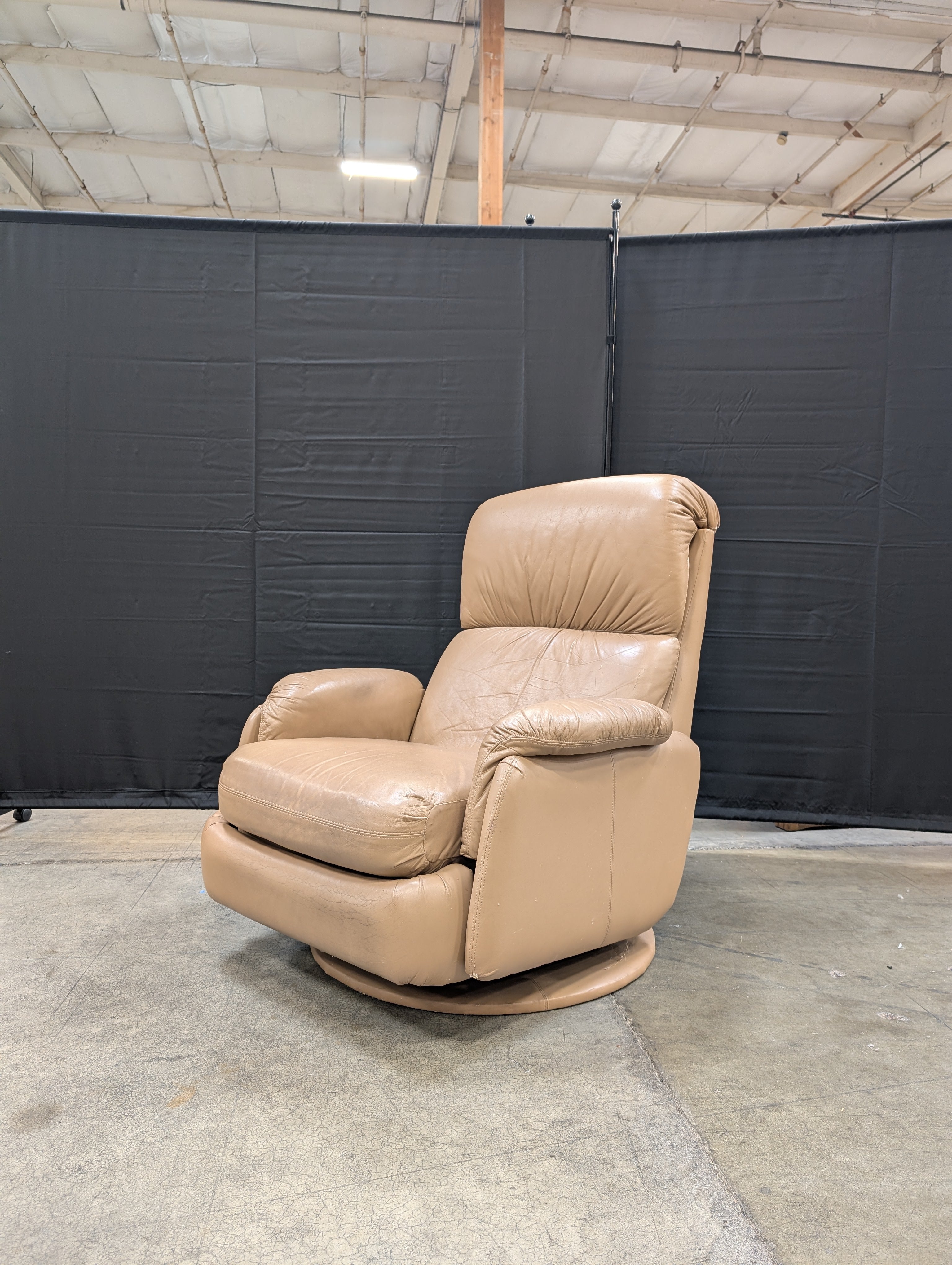 Used Plush Tan Upholstered Recliner Chair
