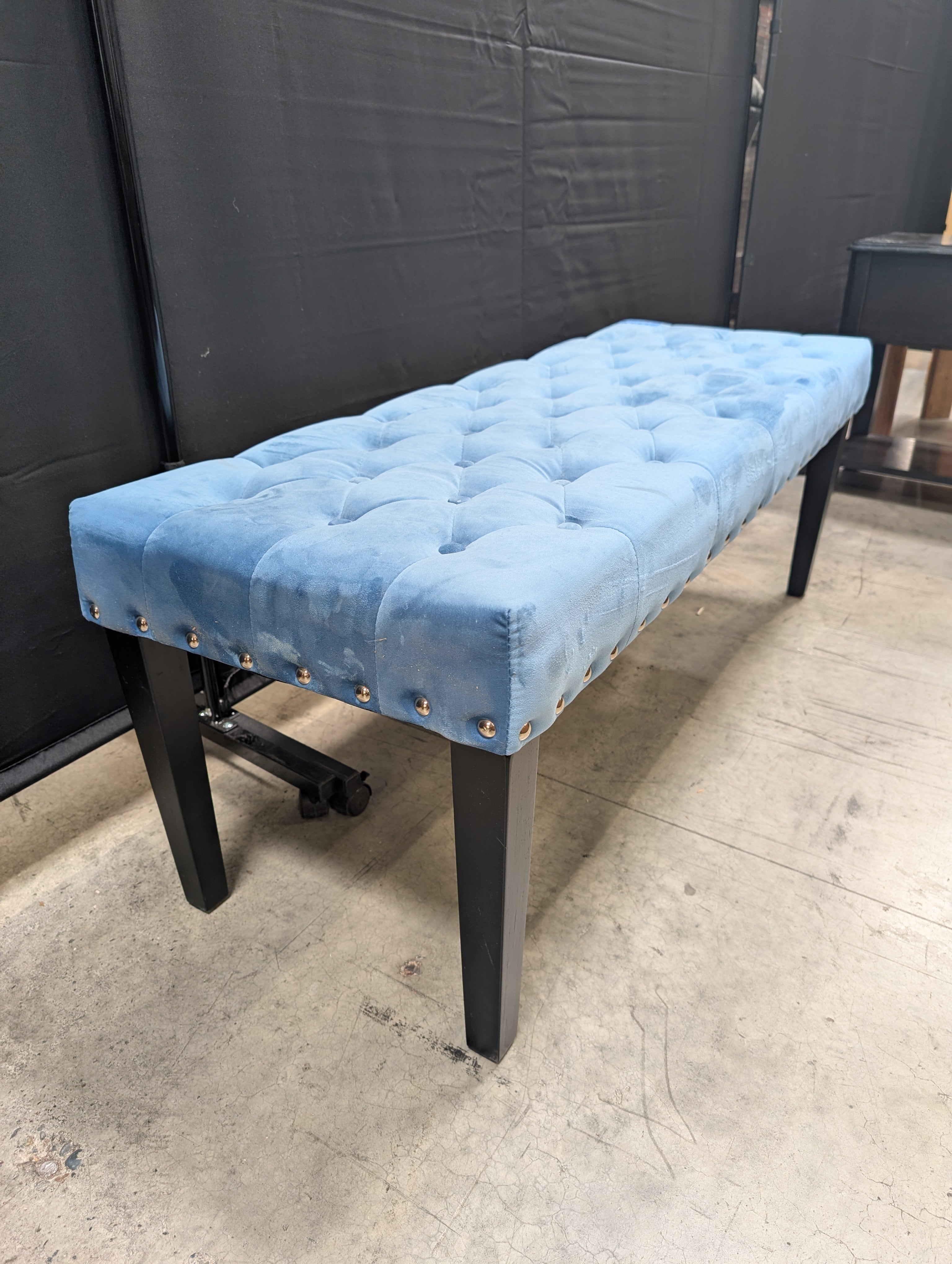 Plush Teal Velvet Upholstered Ottoman