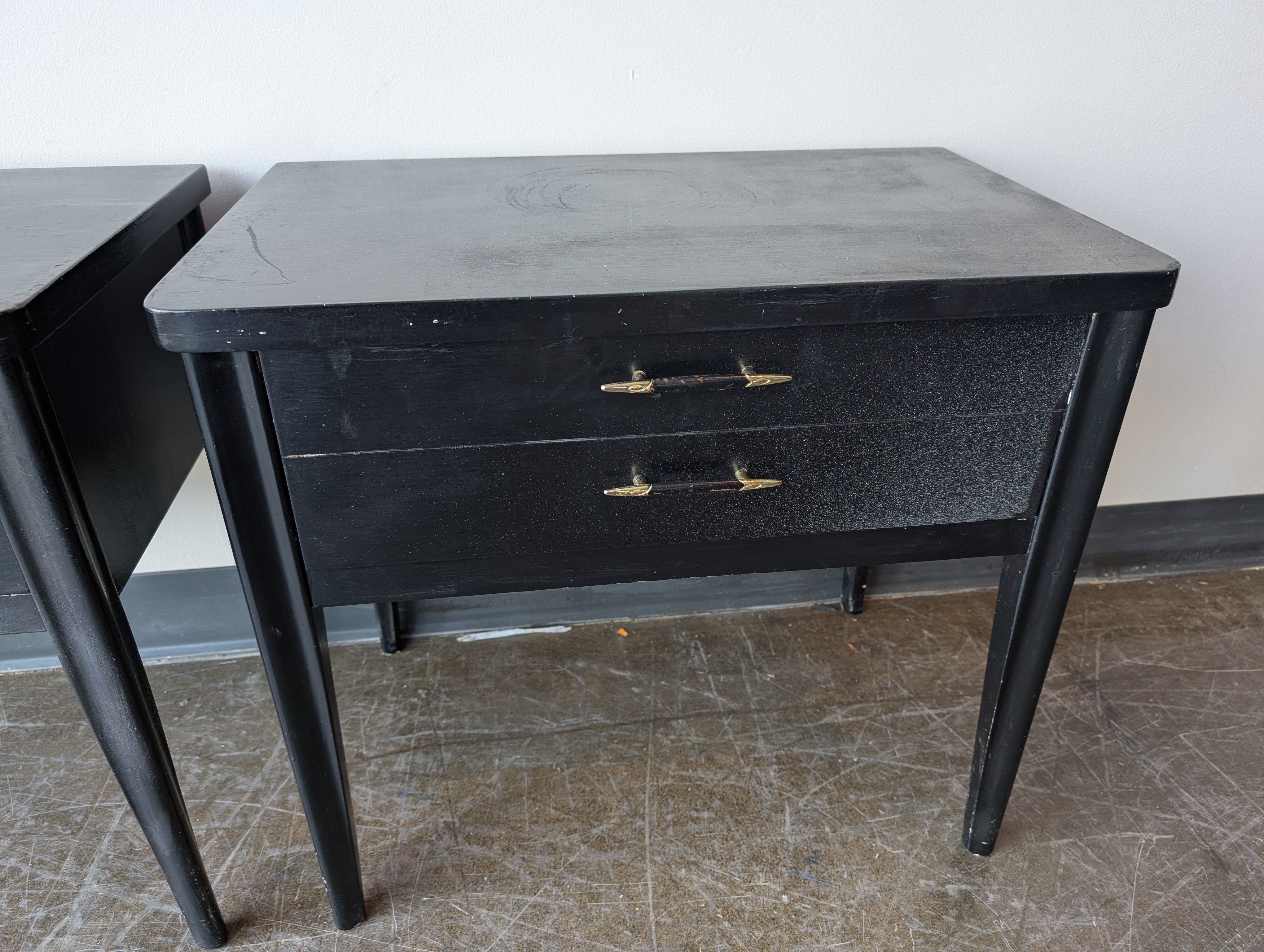 Pair of Modern Black Wood End Table