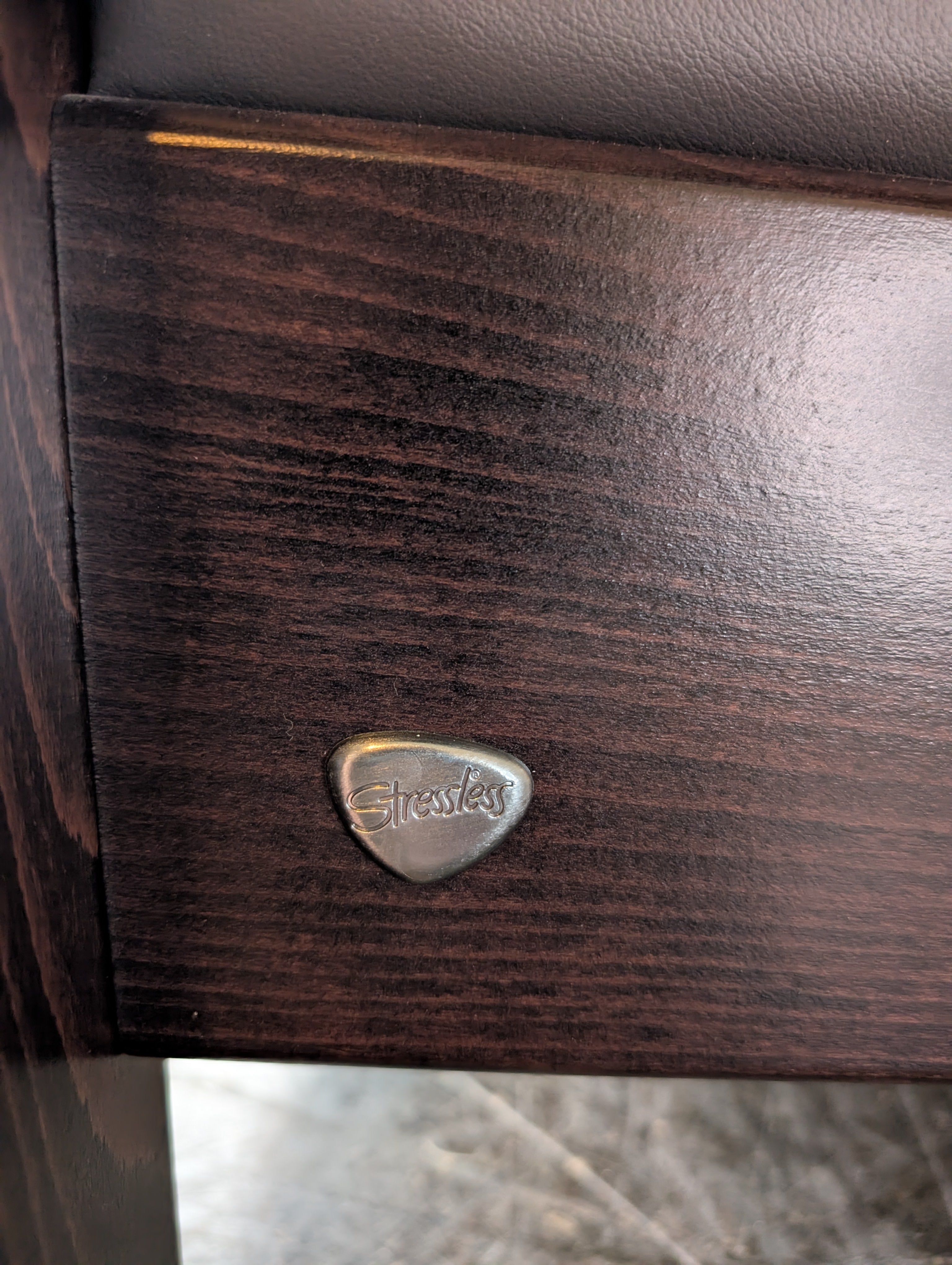 Dark Gray Leather Stressless Windsor High Back Two-Seater Reclining Loveseat