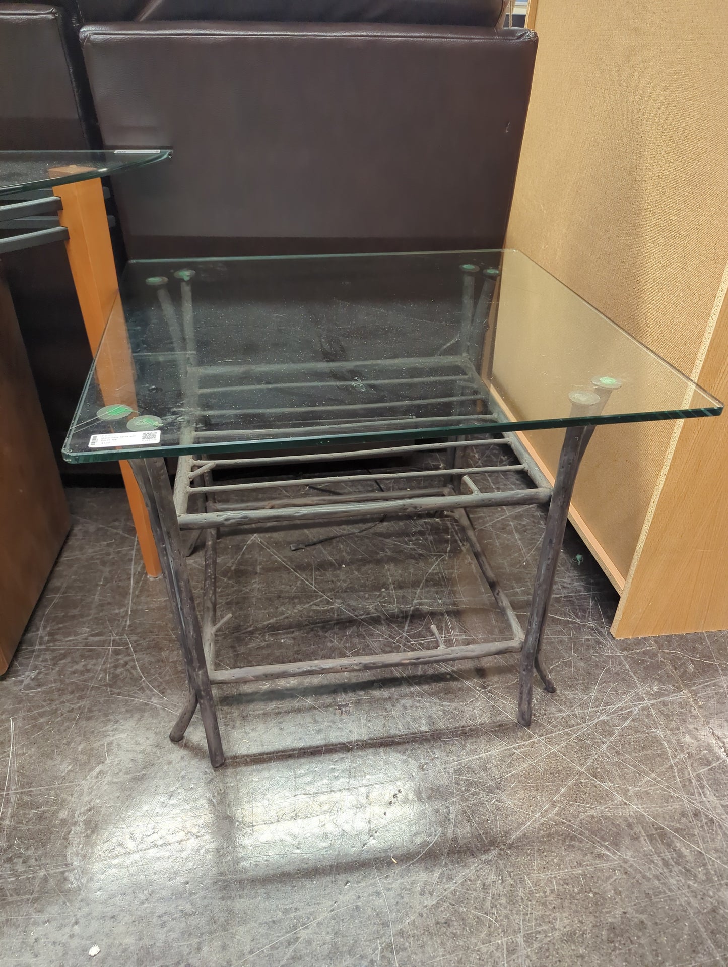 Metal Side Table with Glass Top