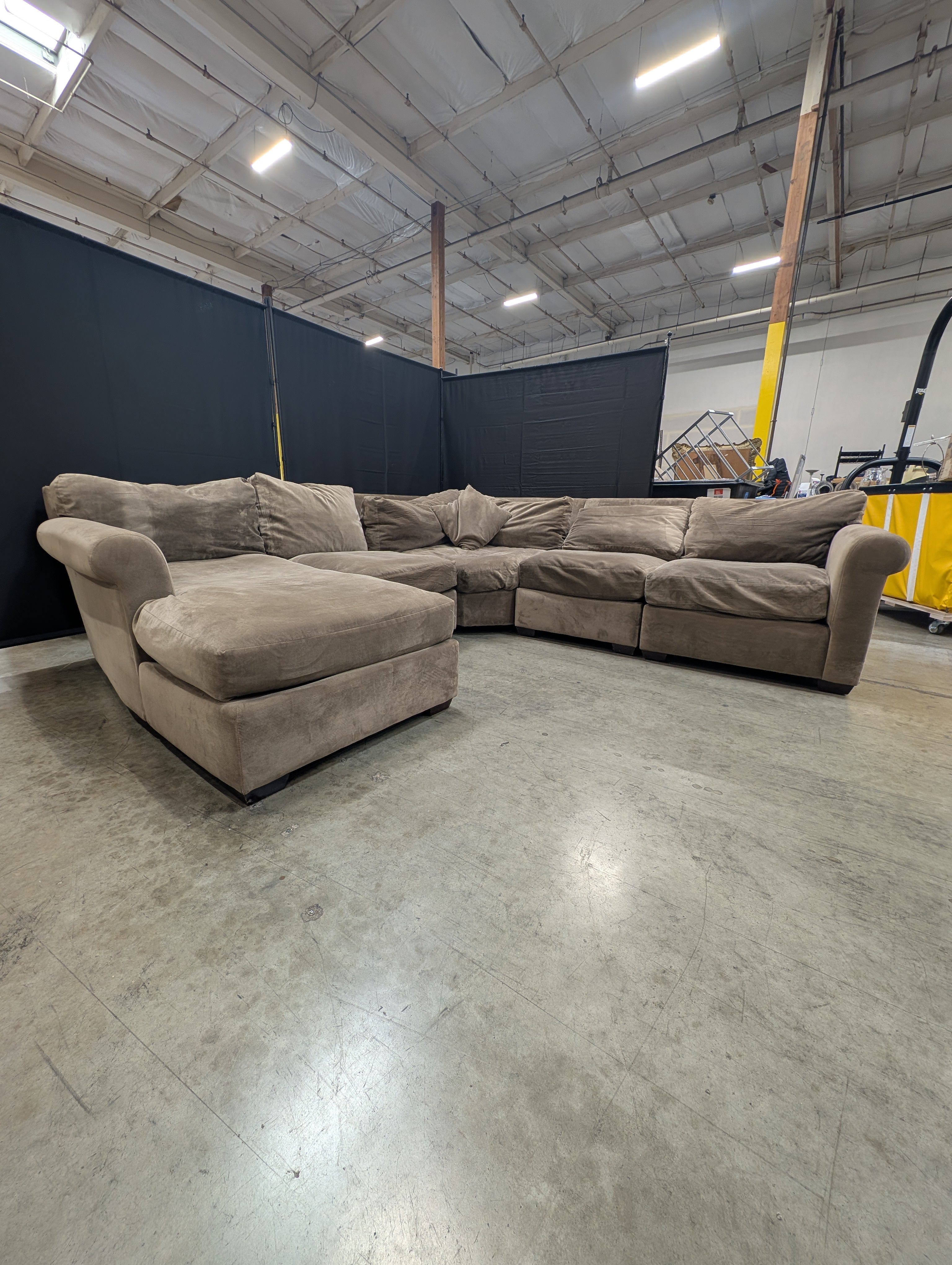 Versatile Brown Fabric Modular Sofa Sections - Five piece Set
