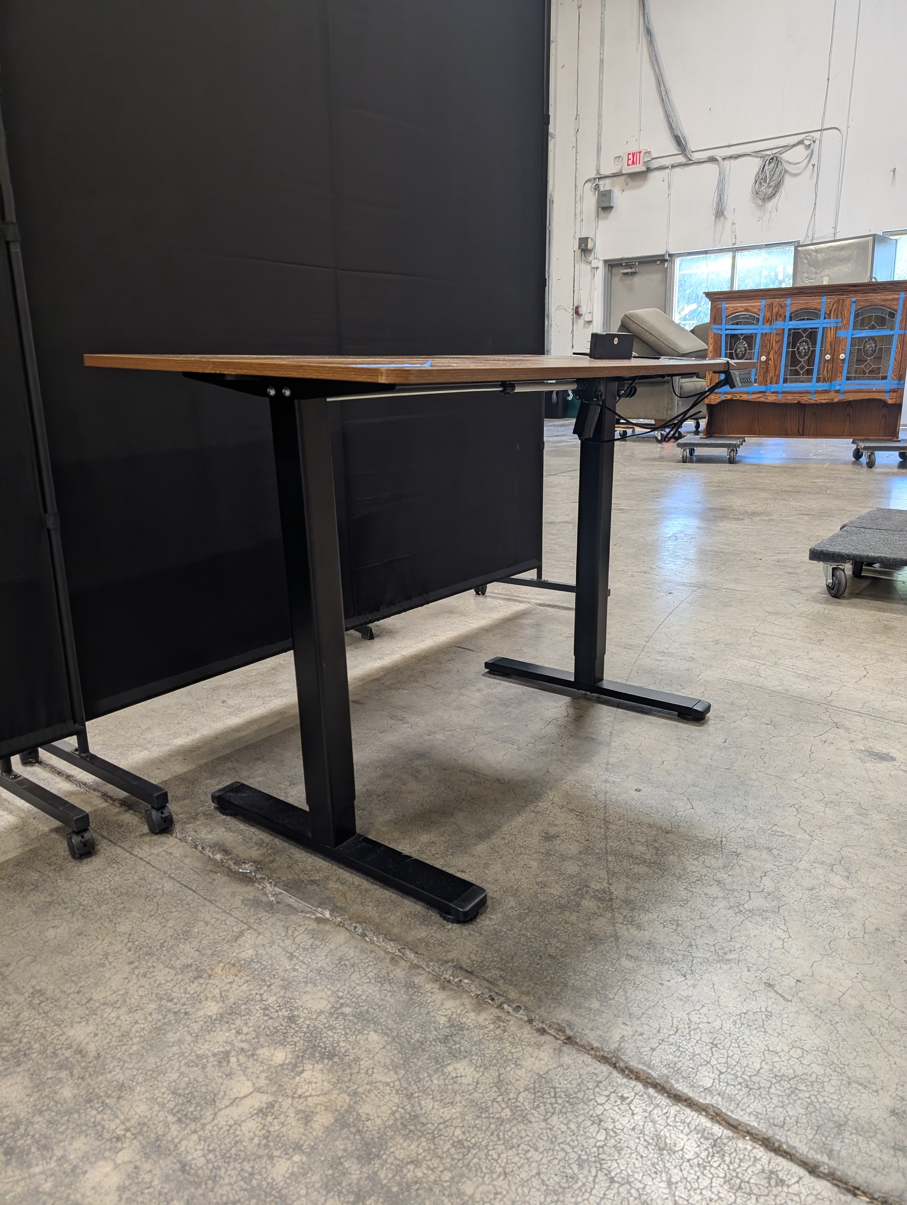Adjustable Electric Height Standing Desk with Rustic Wood-Look Top