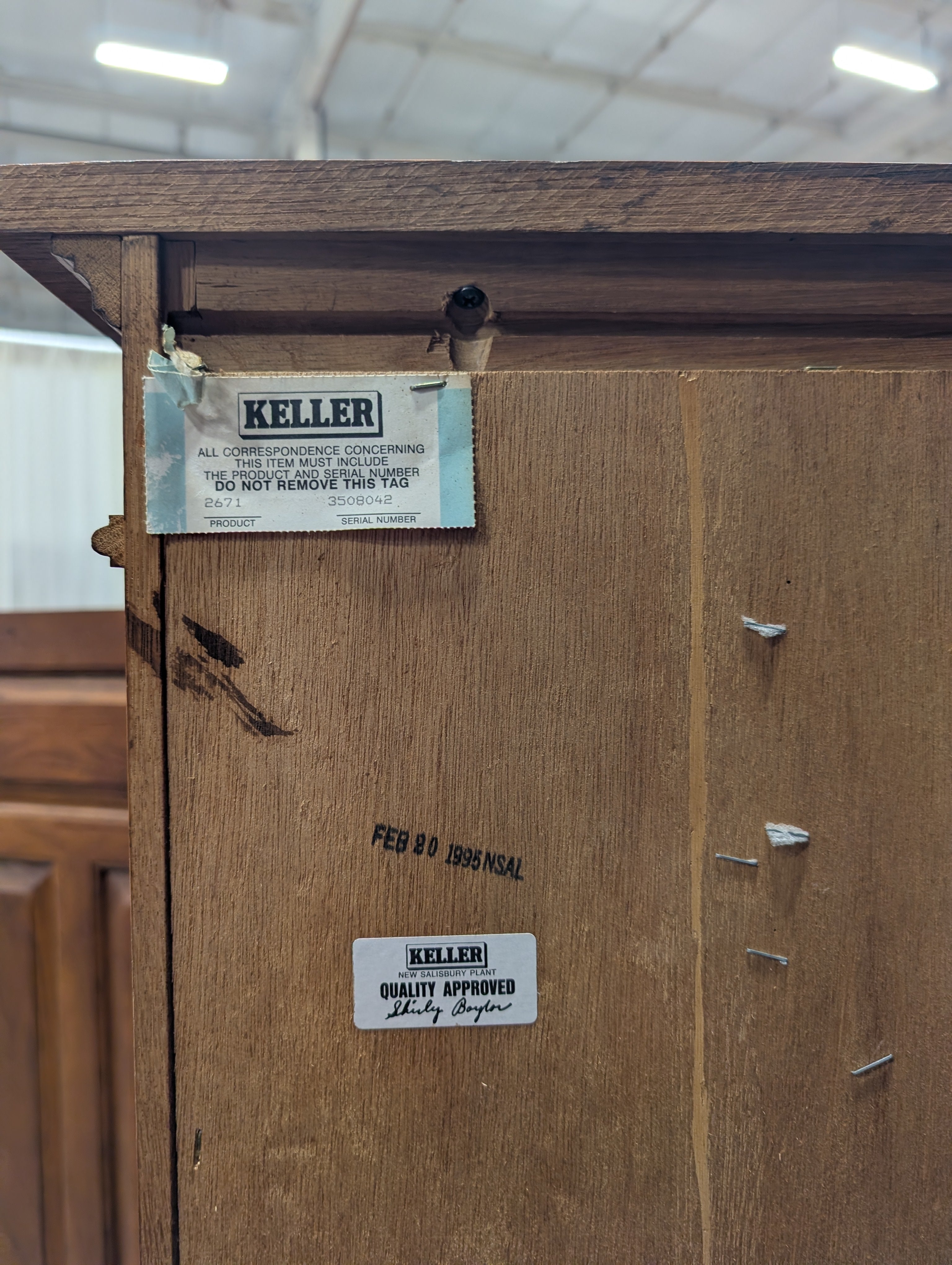 Keller Furniture Brown Wood Armoire with Metal Pulls