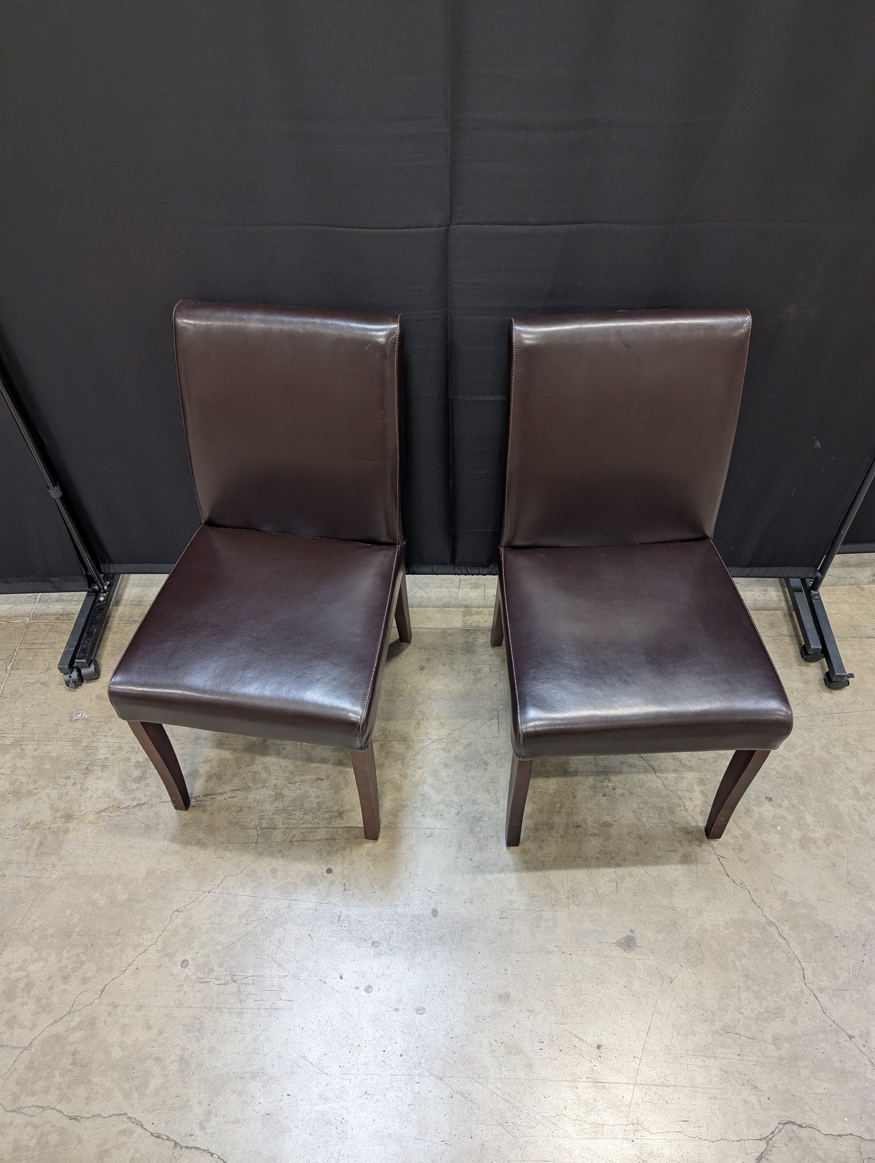 Pair of Brown Leather Jason Furniture Dining Chairs