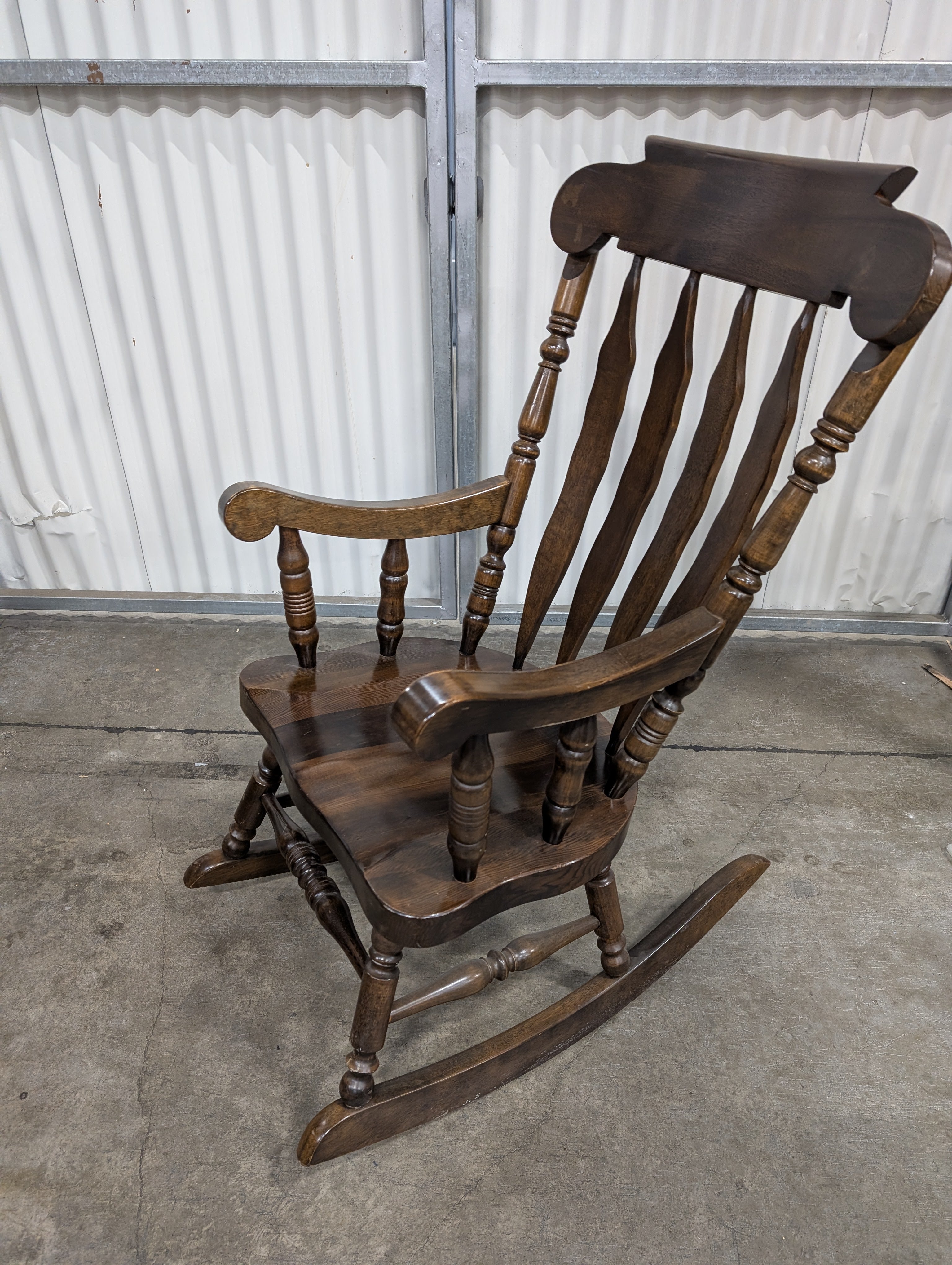 Traditional Dark Wood Spindle Back Rocking Chair