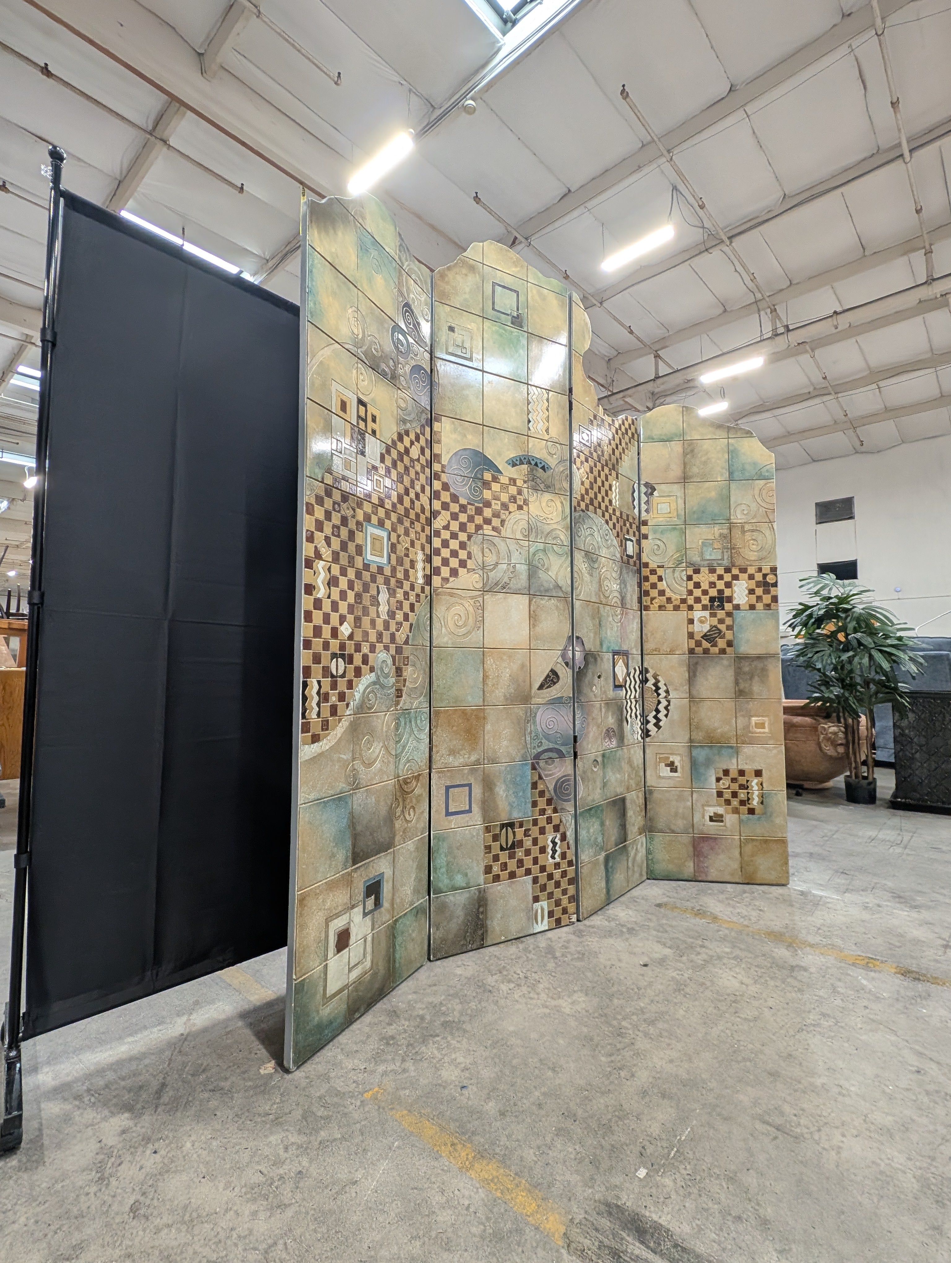 Abstract Artistic Three-Panel Room Divider Screen