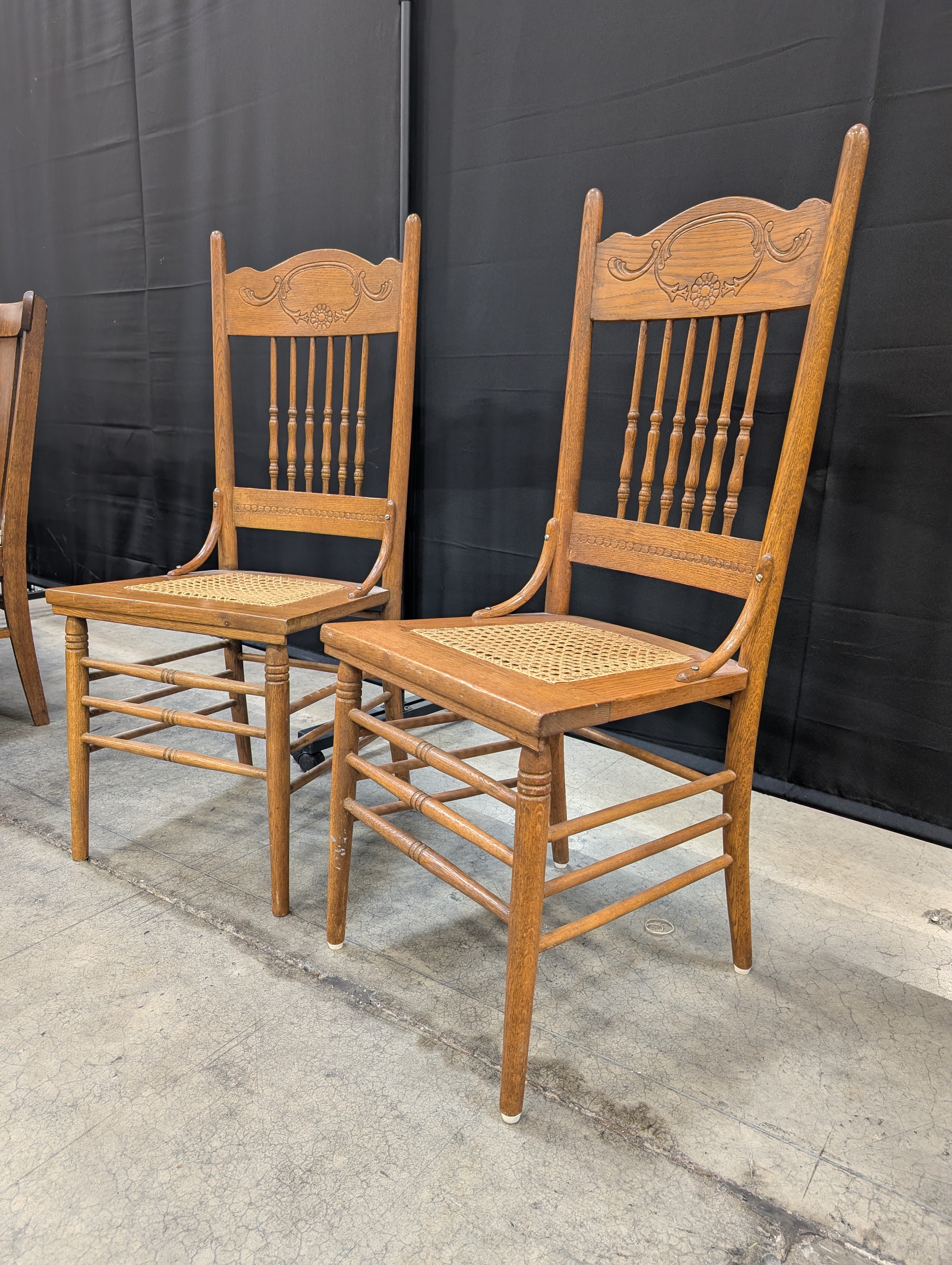 Pair of Cane Seat Chairs Set